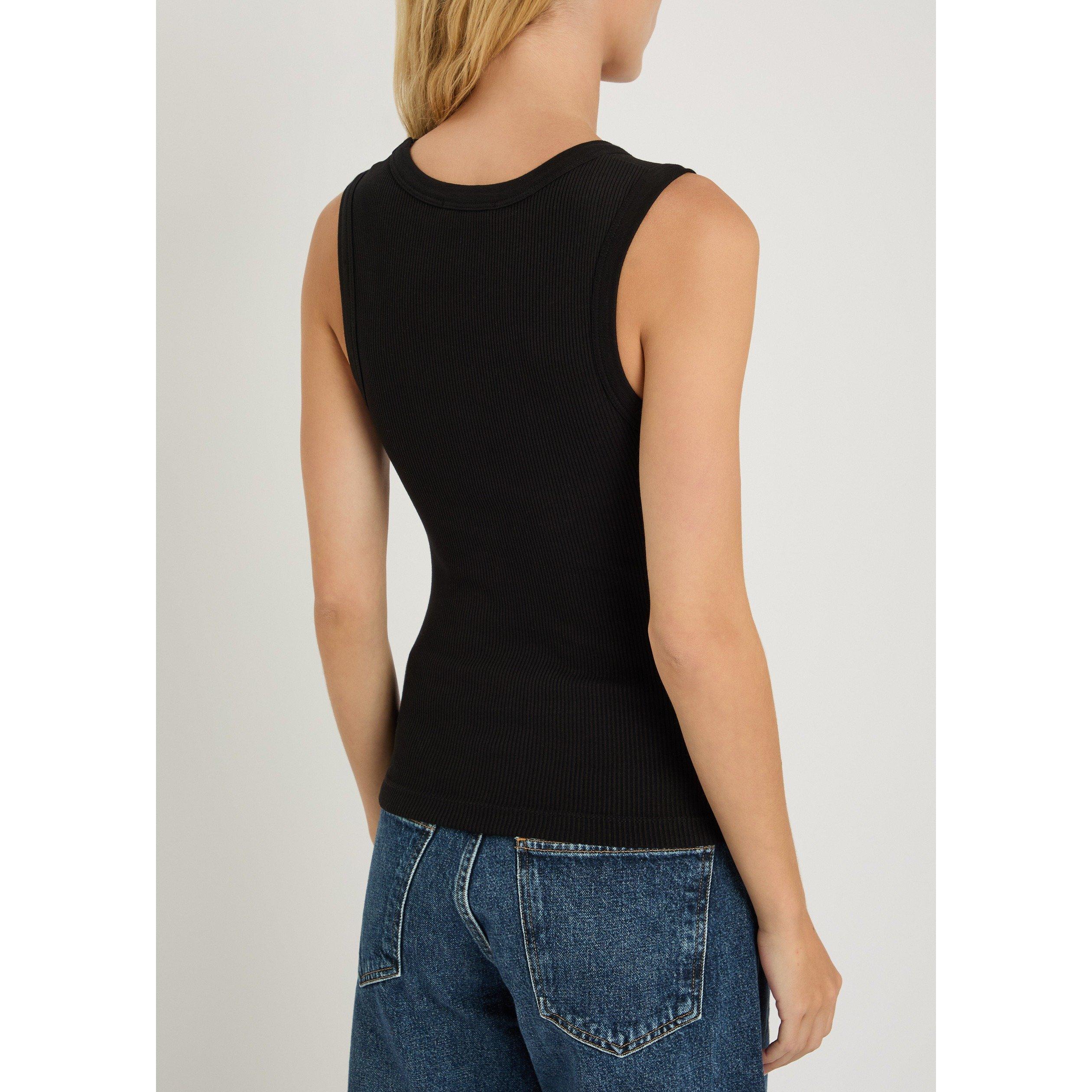 BLACK - Agolde - Women's Poppy Scoop-Neck Cotton Slim-Fit Tank Top - 3