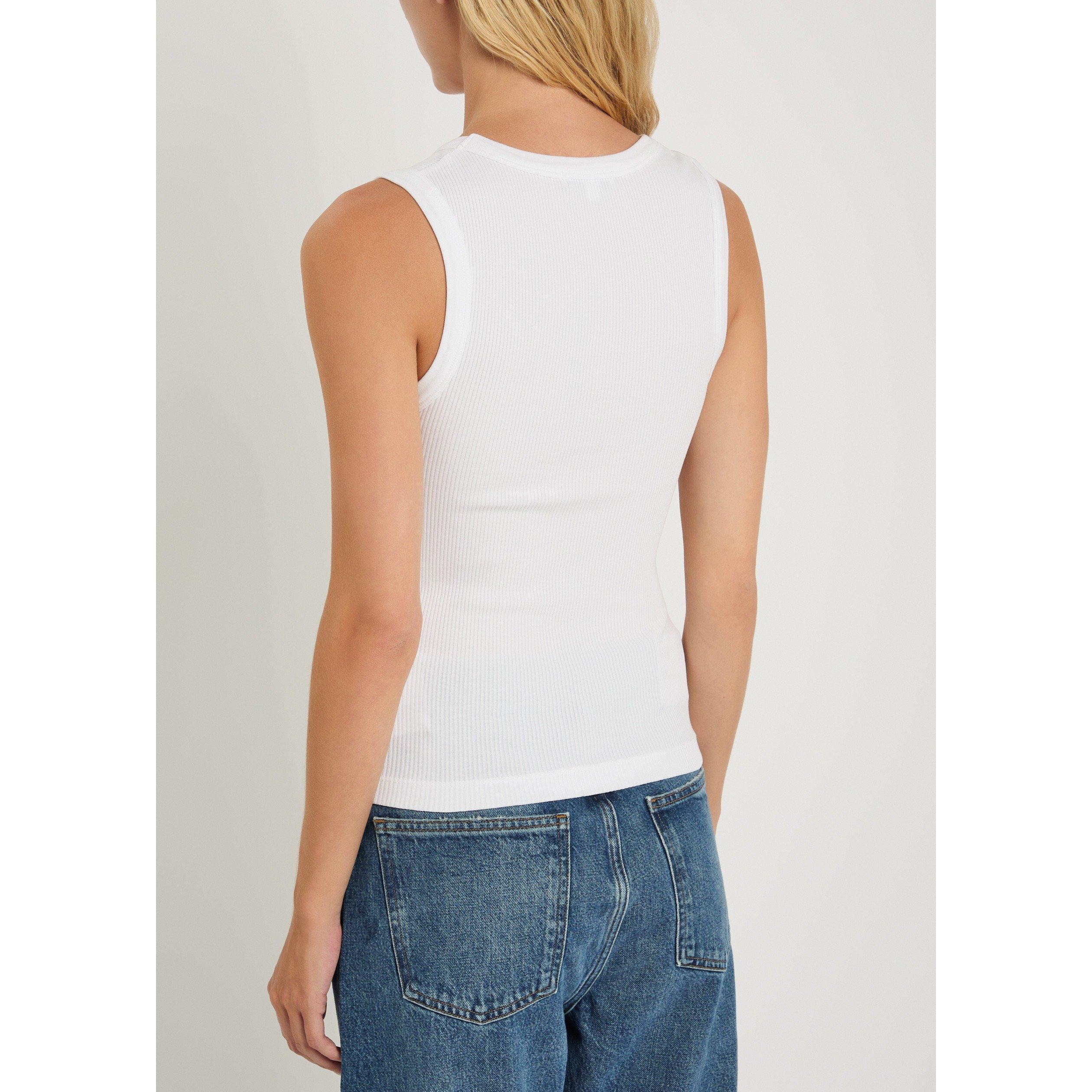 WHITE - Agolde - Women's Poppy Cotton Slim-Fit Tank Top - 3
