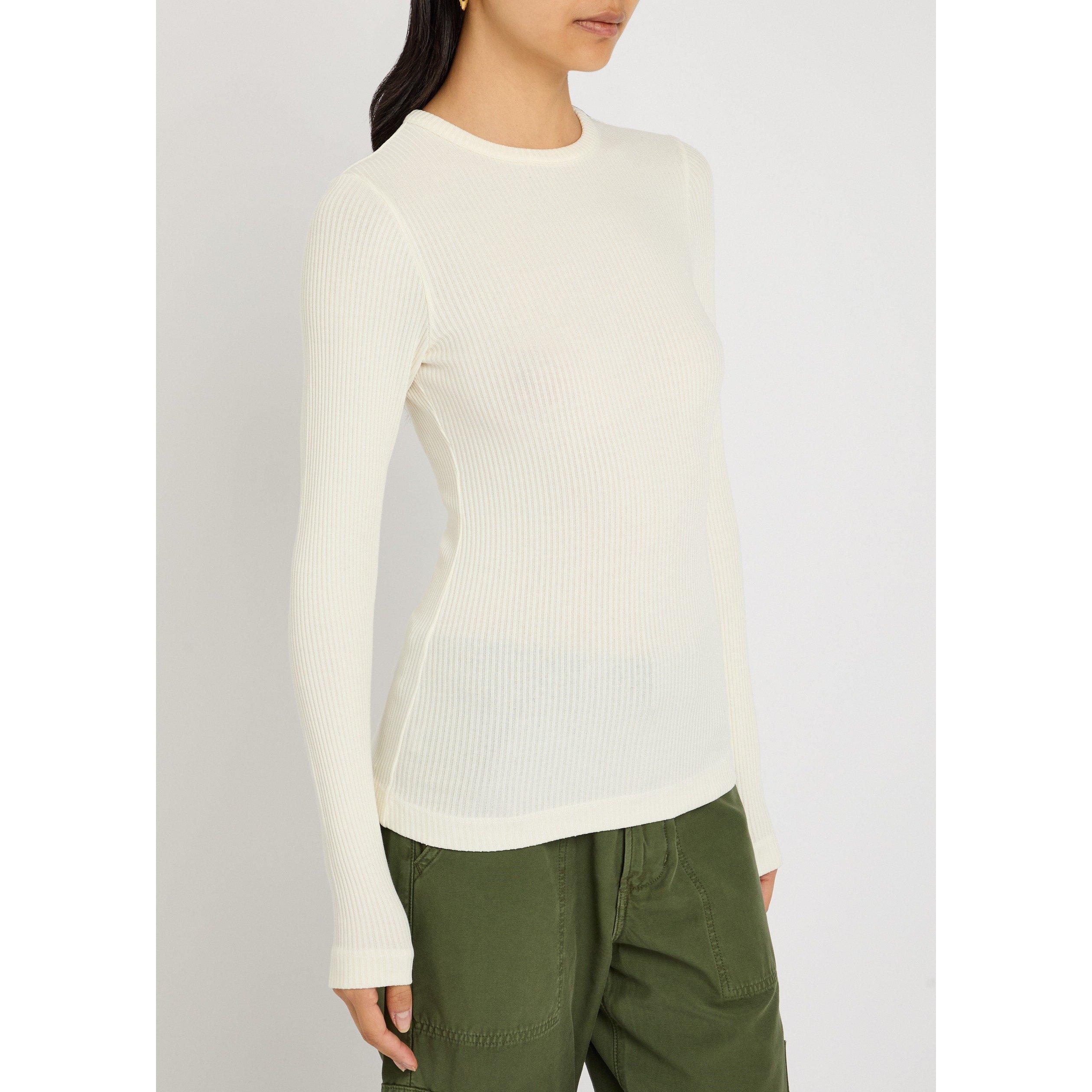 OFF WHITE - Citizens Of Humanity - Women's Bina Crew-Neck Cotton Slim-Fit Long-Sleeve T-Shirt - 2