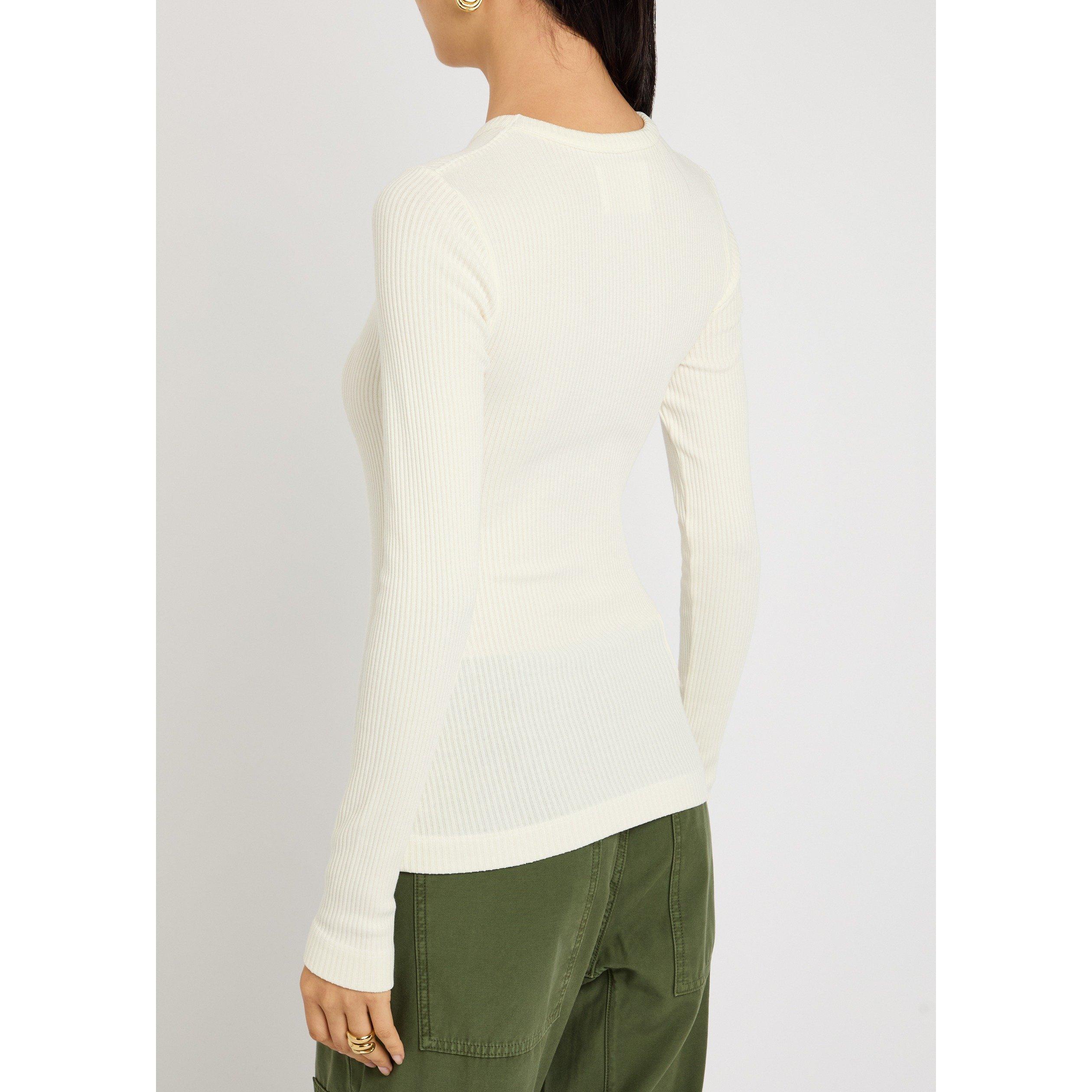 OFF WHITE - Citizens Of Humanity - Women's Bina Crew-Neck Cotton Slim-Fit Long-Sleeve T-Shirt - 3