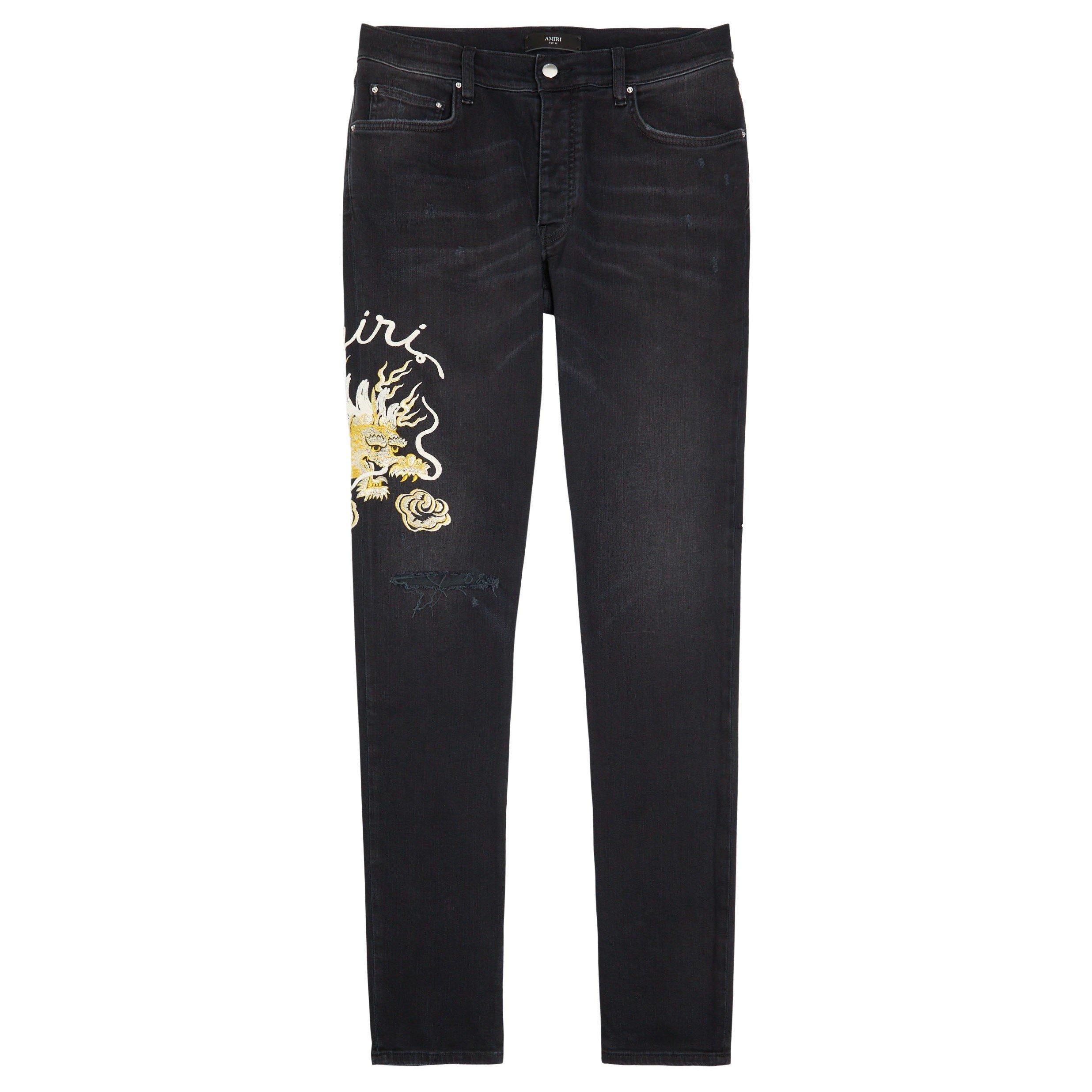 BLACK - Amiri - AMIRI DRAGON REPAIR SLIM JEAN