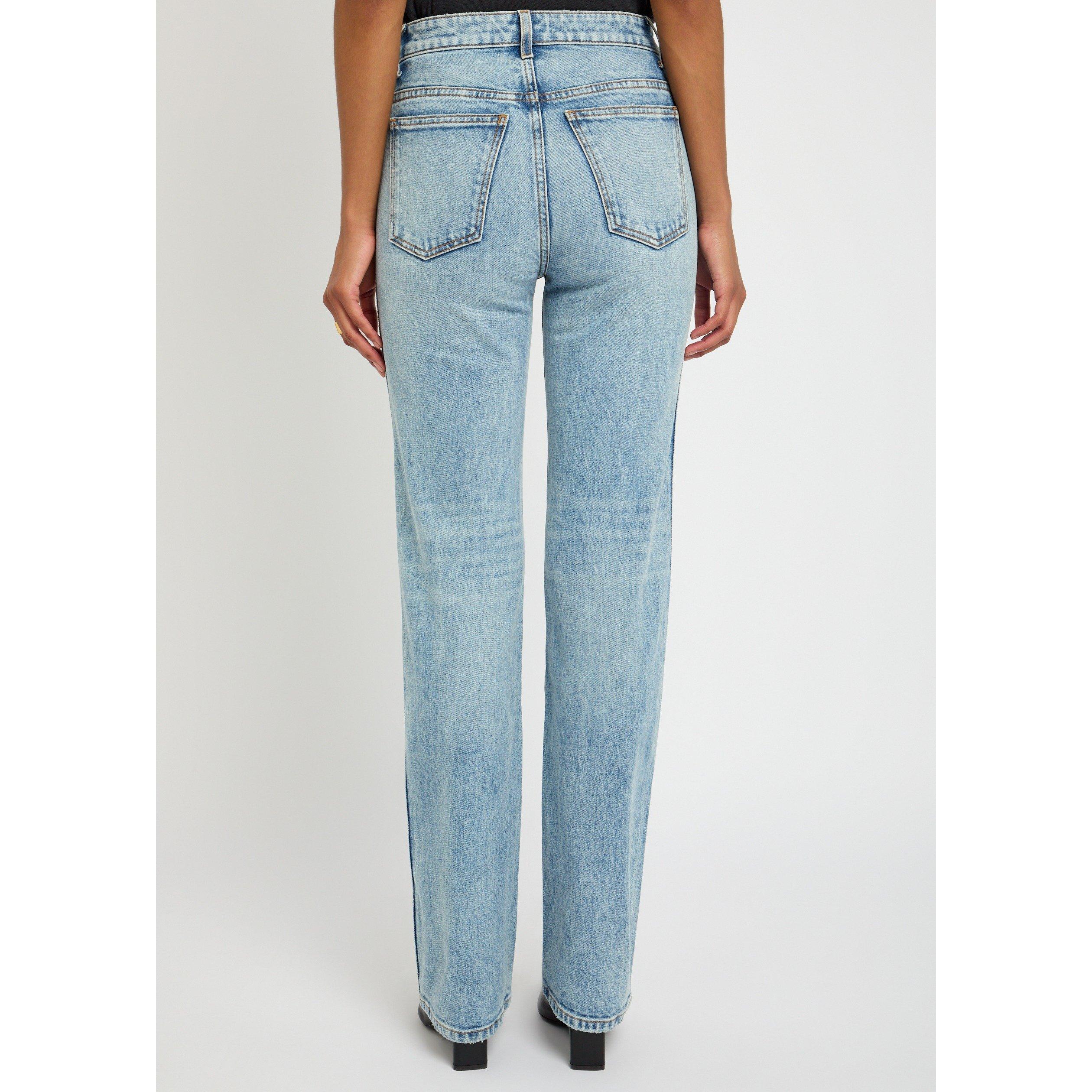 DENIM - Khaite - Women's Danielle Cotton Distressed High-Rise Straight Leg Jeans - 3