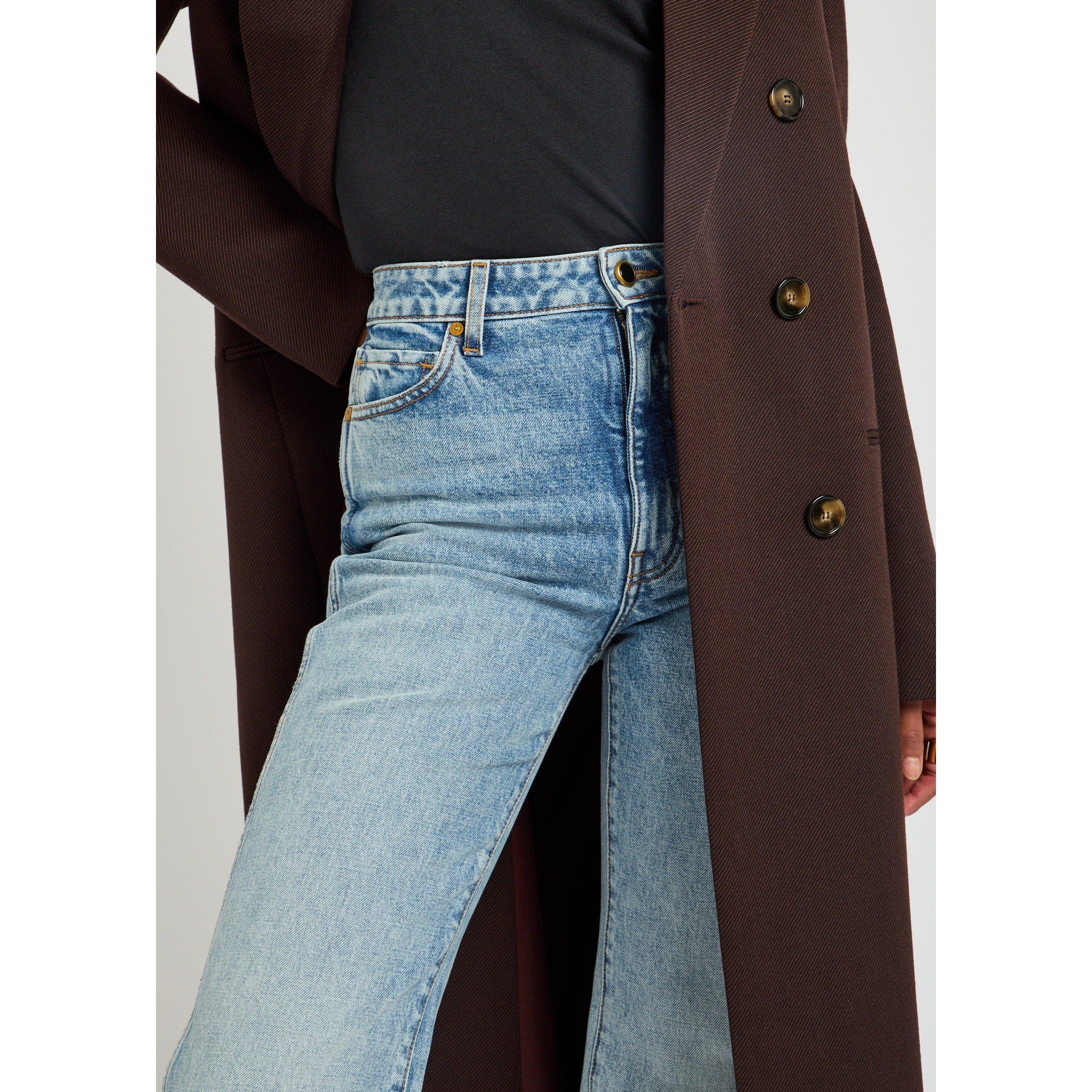 DENIM - Khaite - Women's Danielle Cotton Distressed High-Rise Straight Leg Jeans - 4