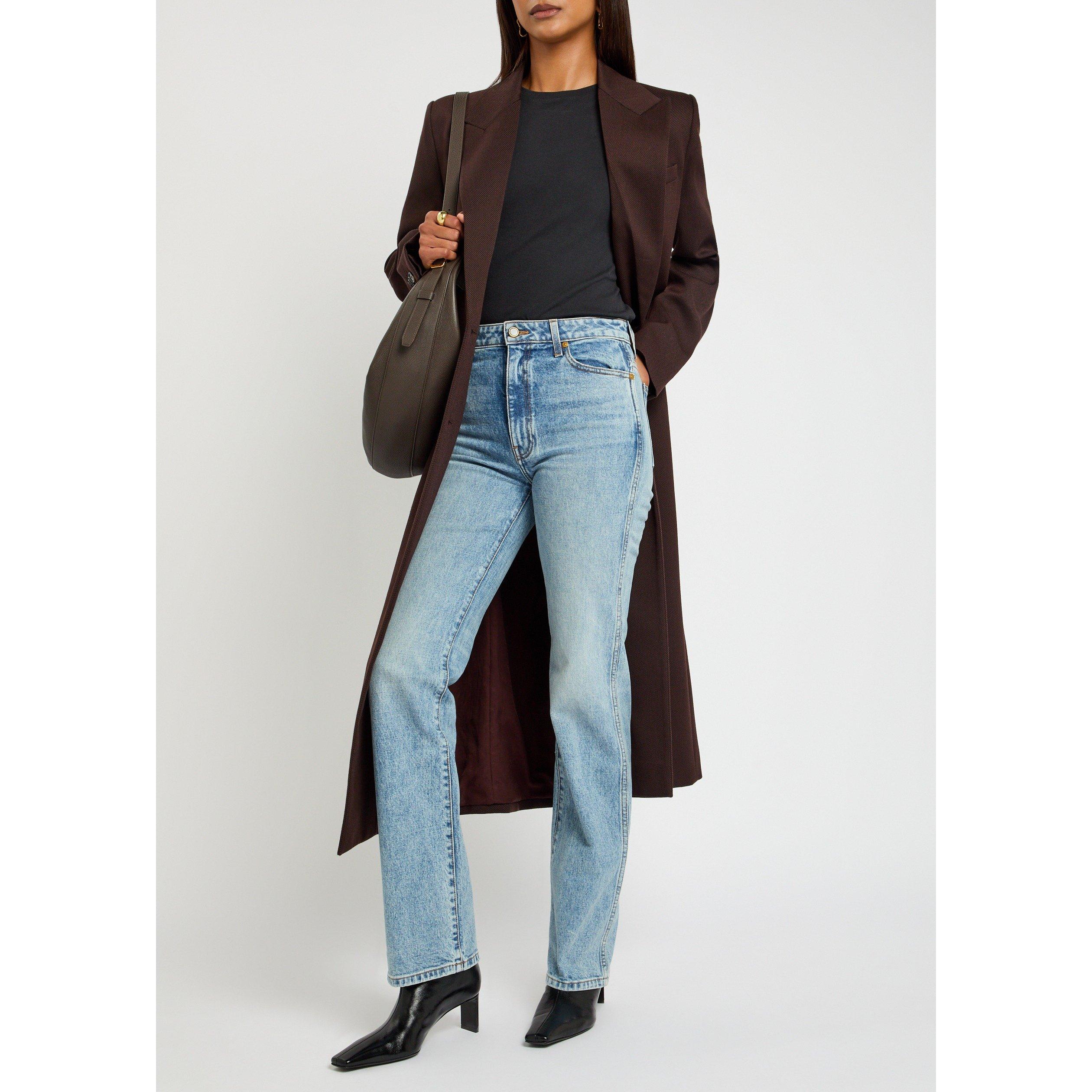 DENIM - Khaite - Women's Danielle Cotton Distressed High-Rise Straight Leg Jeans - 5