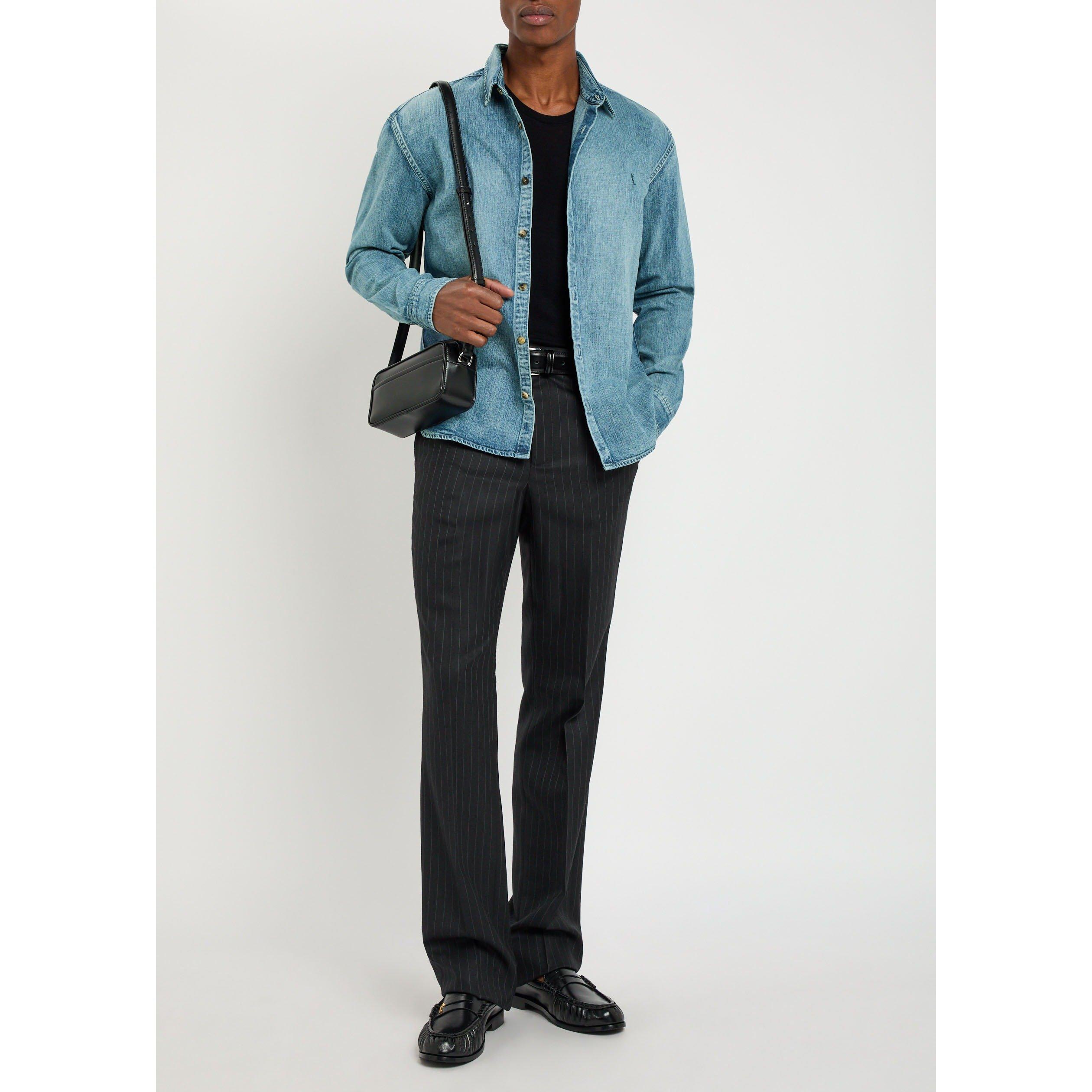 BLUE - Saint Laurent - Men's Cassandre Long-Sleeve Denim Shirt - 5