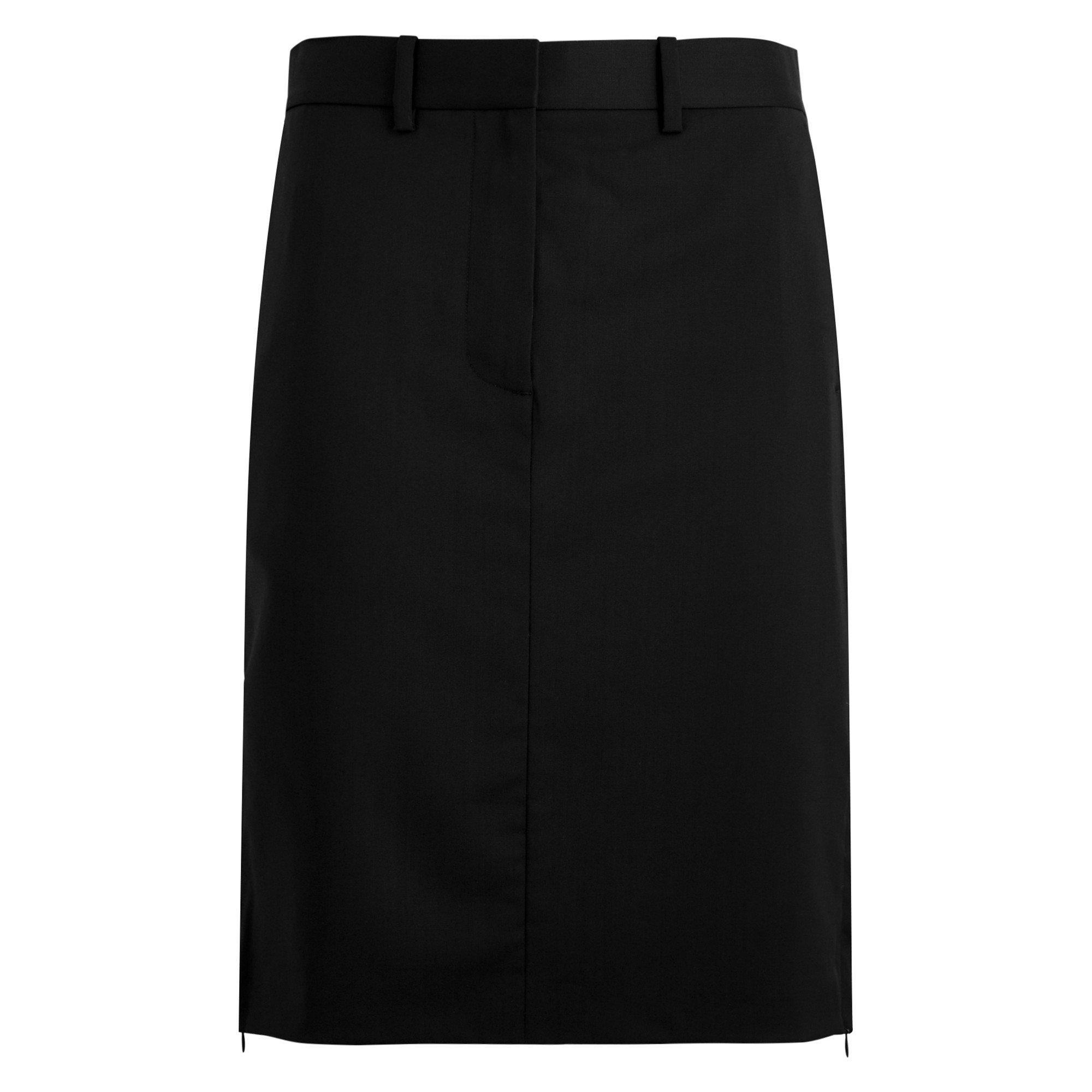 BLACK - Helmut Lang - Women's Car Zip Wool Pencil Skirt