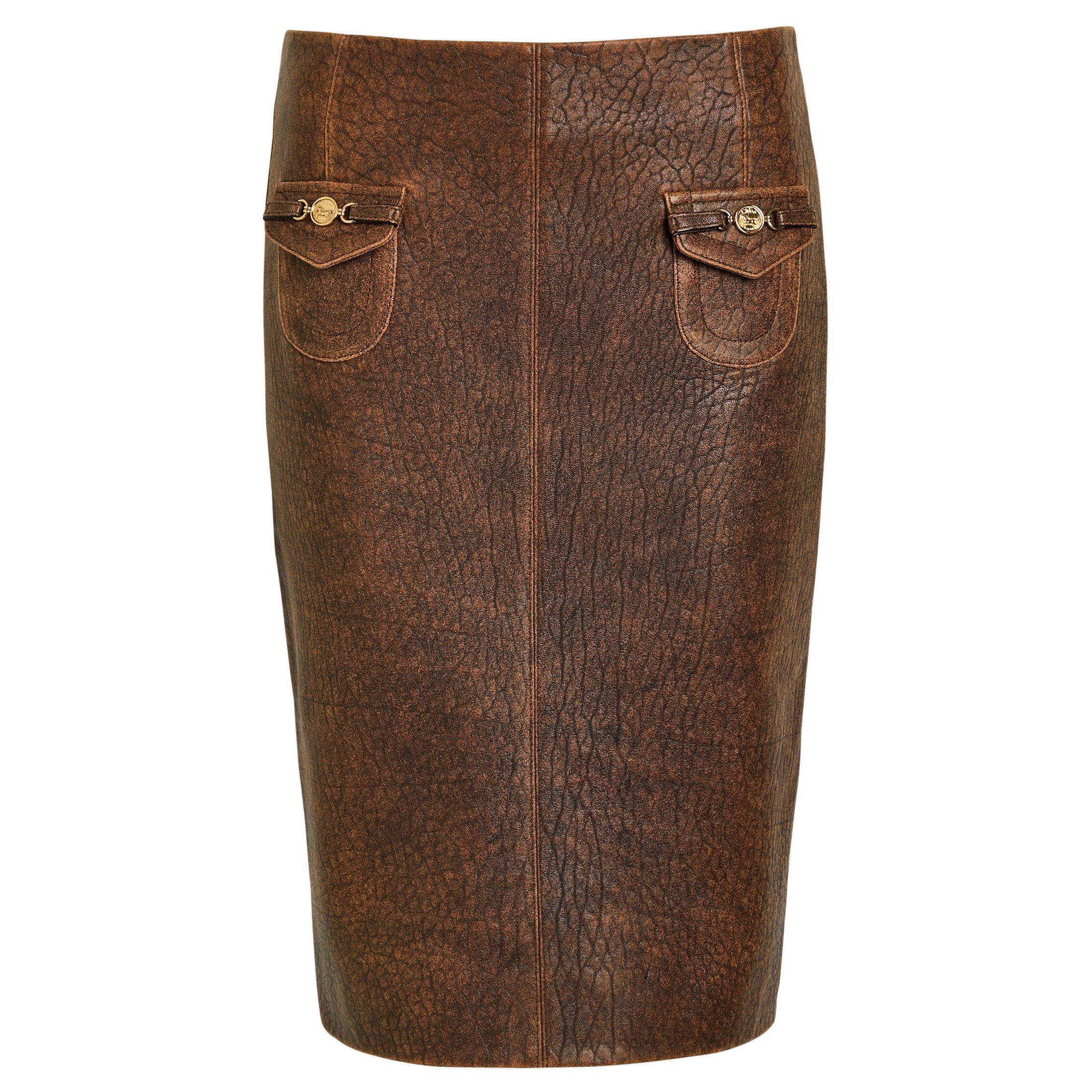 BROWN - Chloe - Women's Leather Pencil Skirt - 1