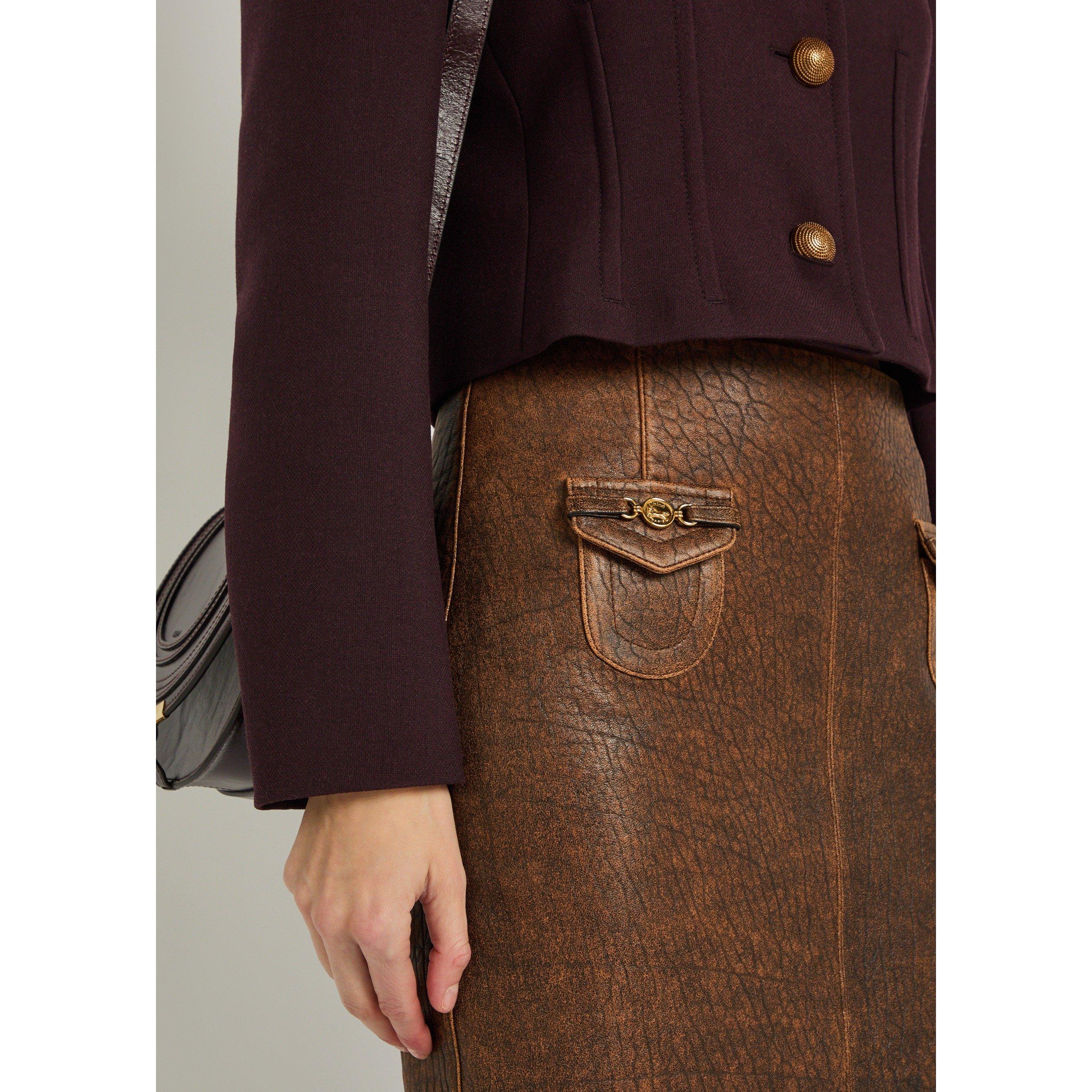 BROWN - Chloe - Women's Leather Pencil Skirt - 4
