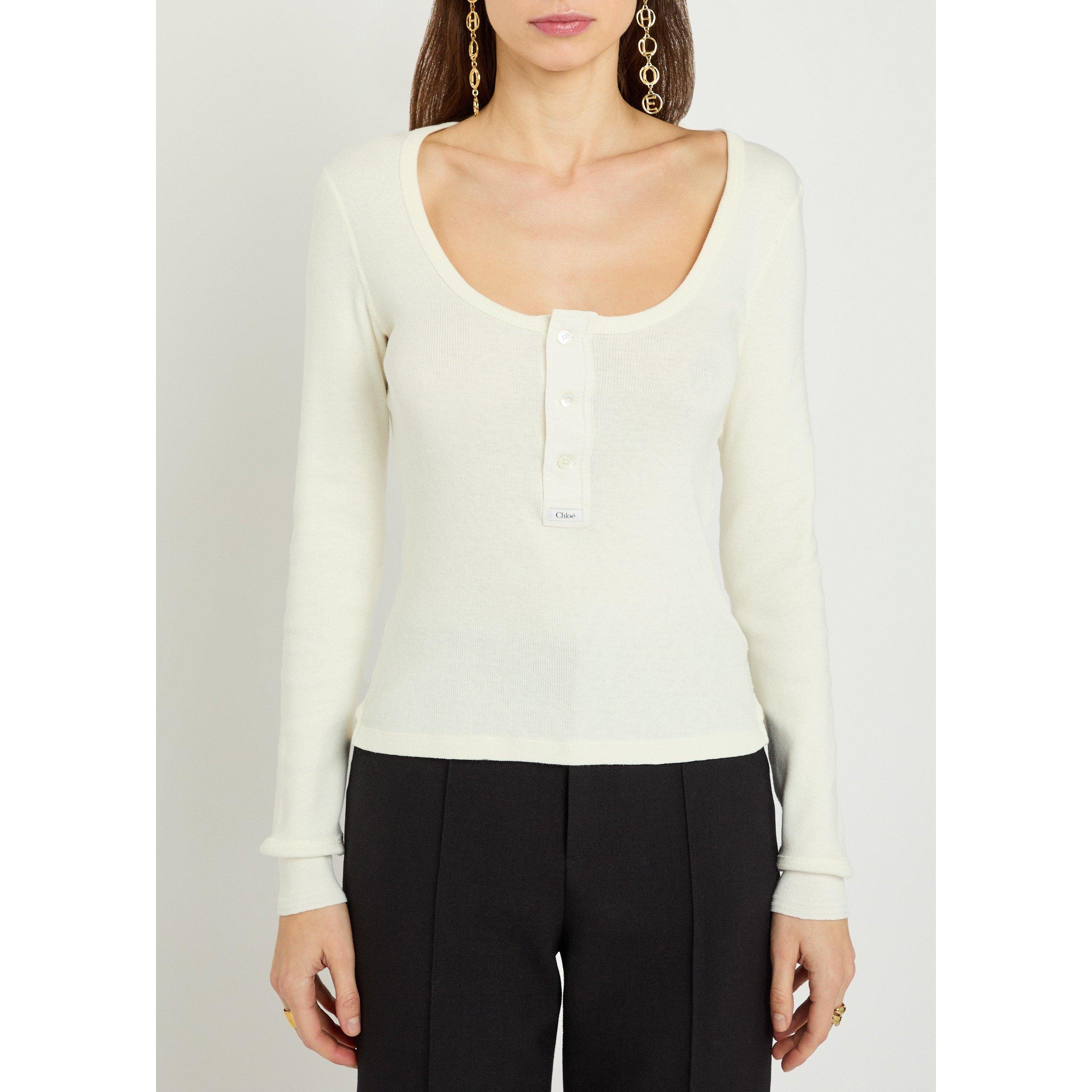 OFF WHITE - Chloe - Women's Cotton Slim-Fit Long-Sleeve T-Shirt - 2