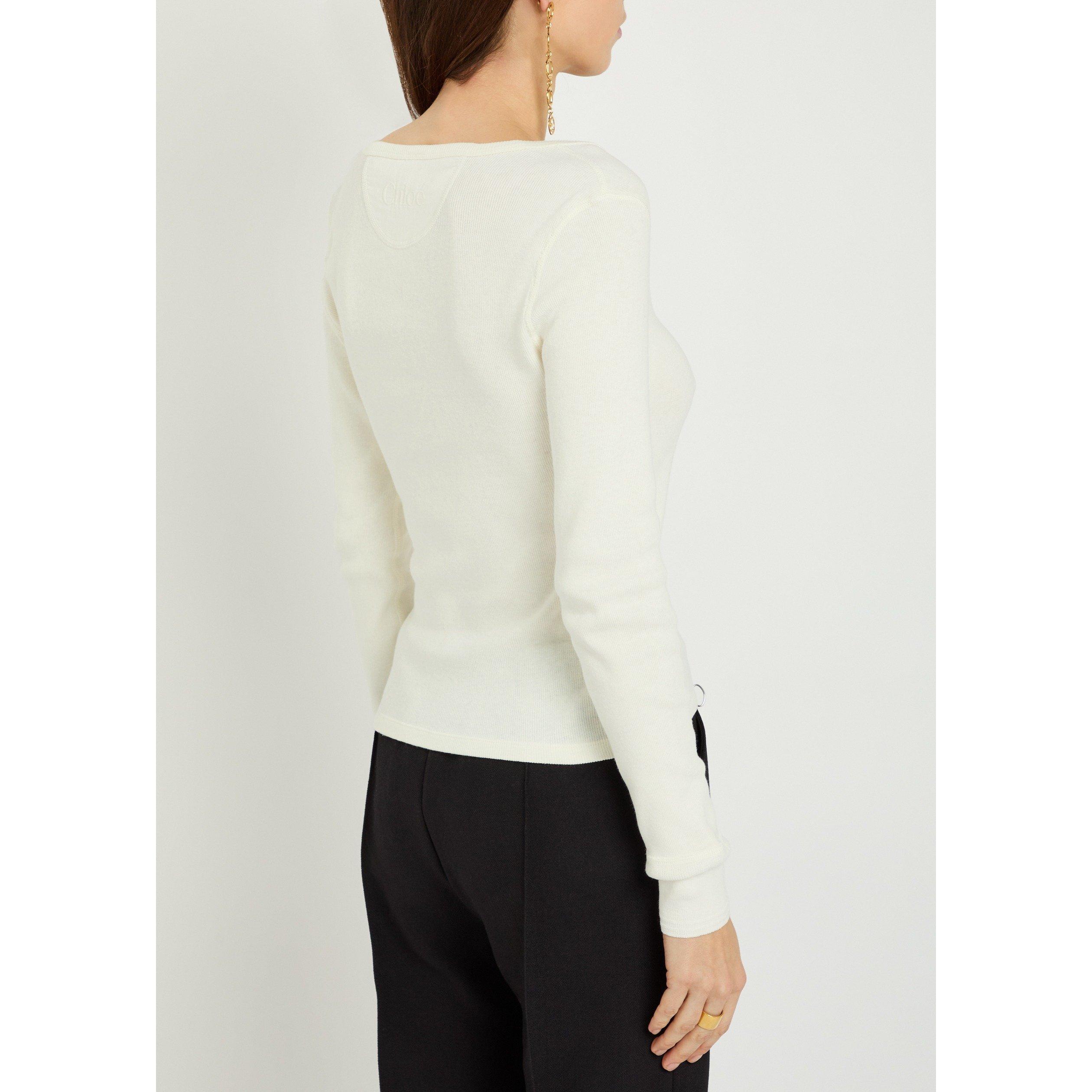OFF WHITE - Chloe - Women's Cotton Slim-Fit Long-Sleeve T-Shirt - 3