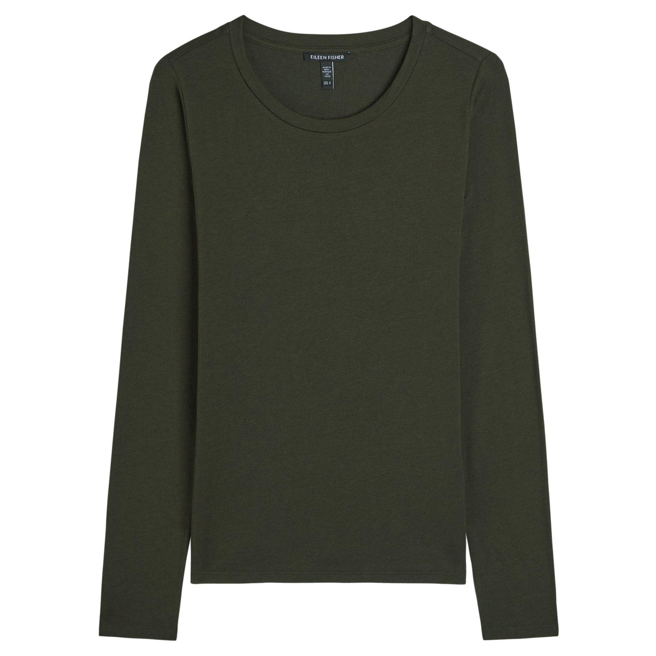 BROWN - Eileen Fisher - T ROUND NECK LS TEE