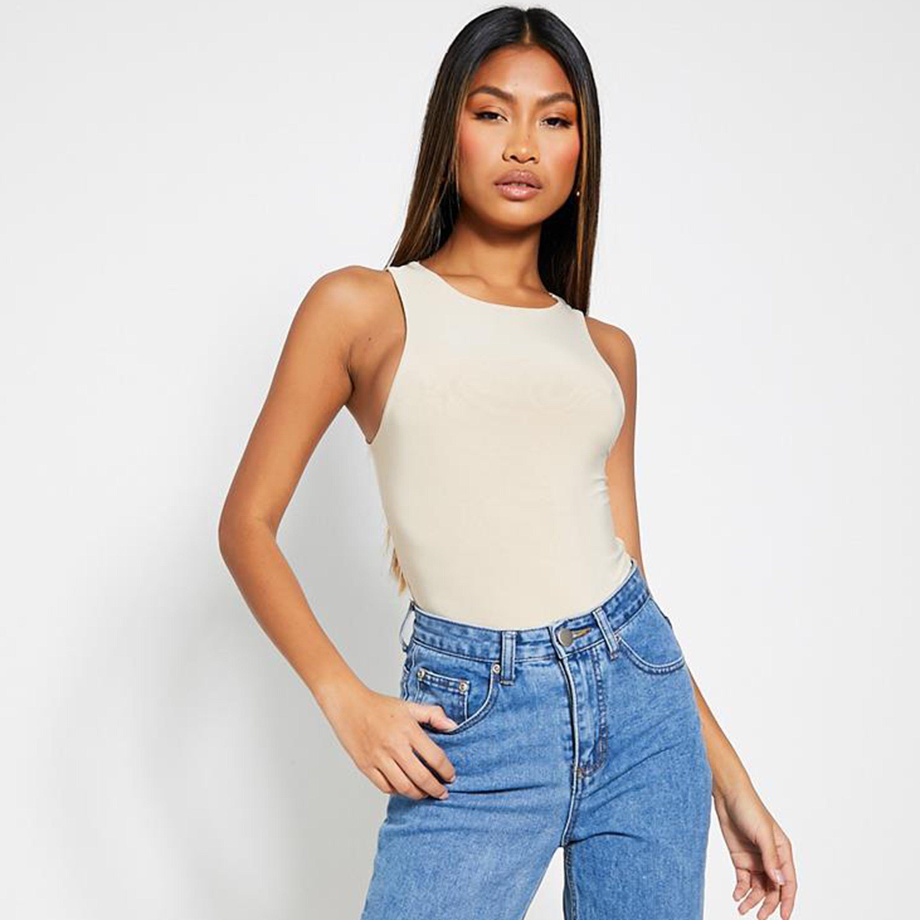 Crema - I Saw It First - ISAWITFIRST Racer Neck Slinky Bodysuit 2 Pack - 2