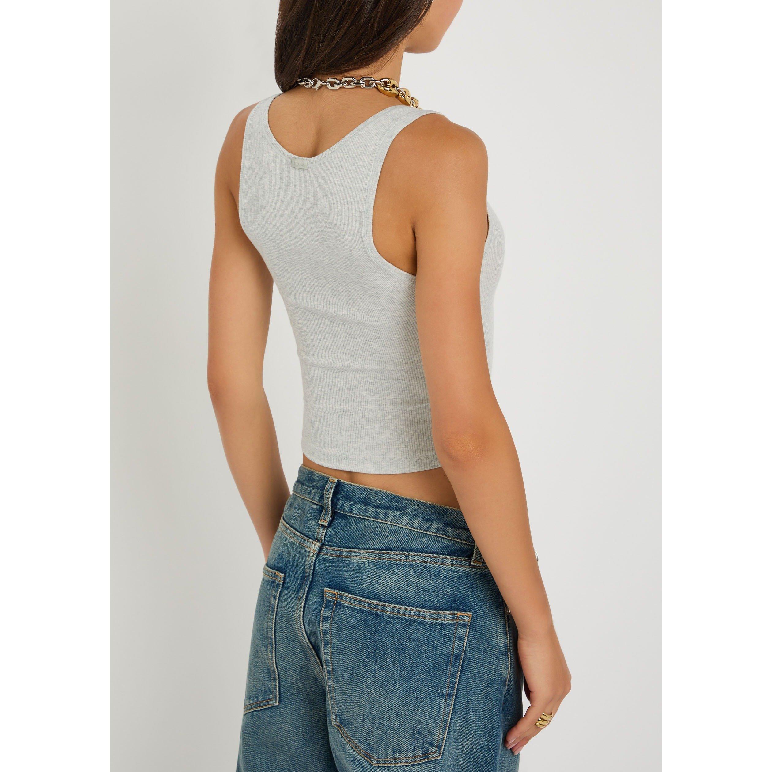 LIGHT GREY - SKIMS - Women's Cotton Ribbed Cropped Slim-Fit Tank Top - 3