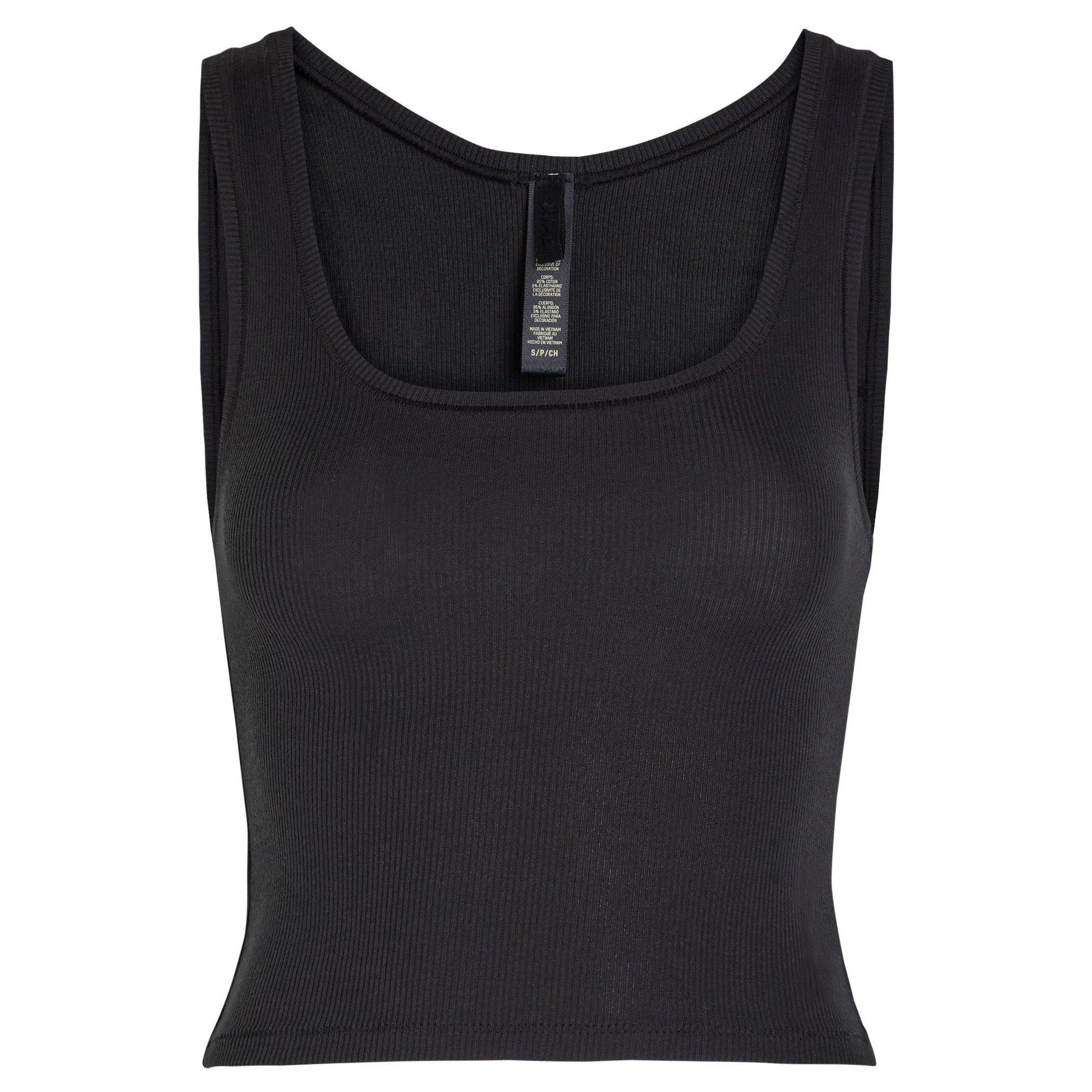Women's Cotton Ribbed Cropped Slim-Fit Tank Top