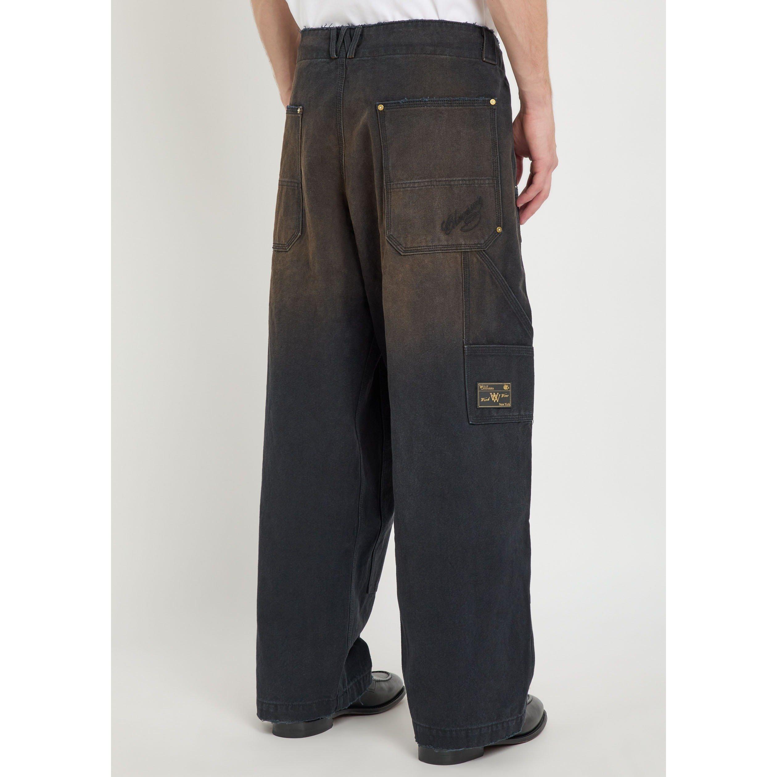 BLACK - Willy Chavarria - Men's Toluca Cotton Distressed Straight Jeans - 3