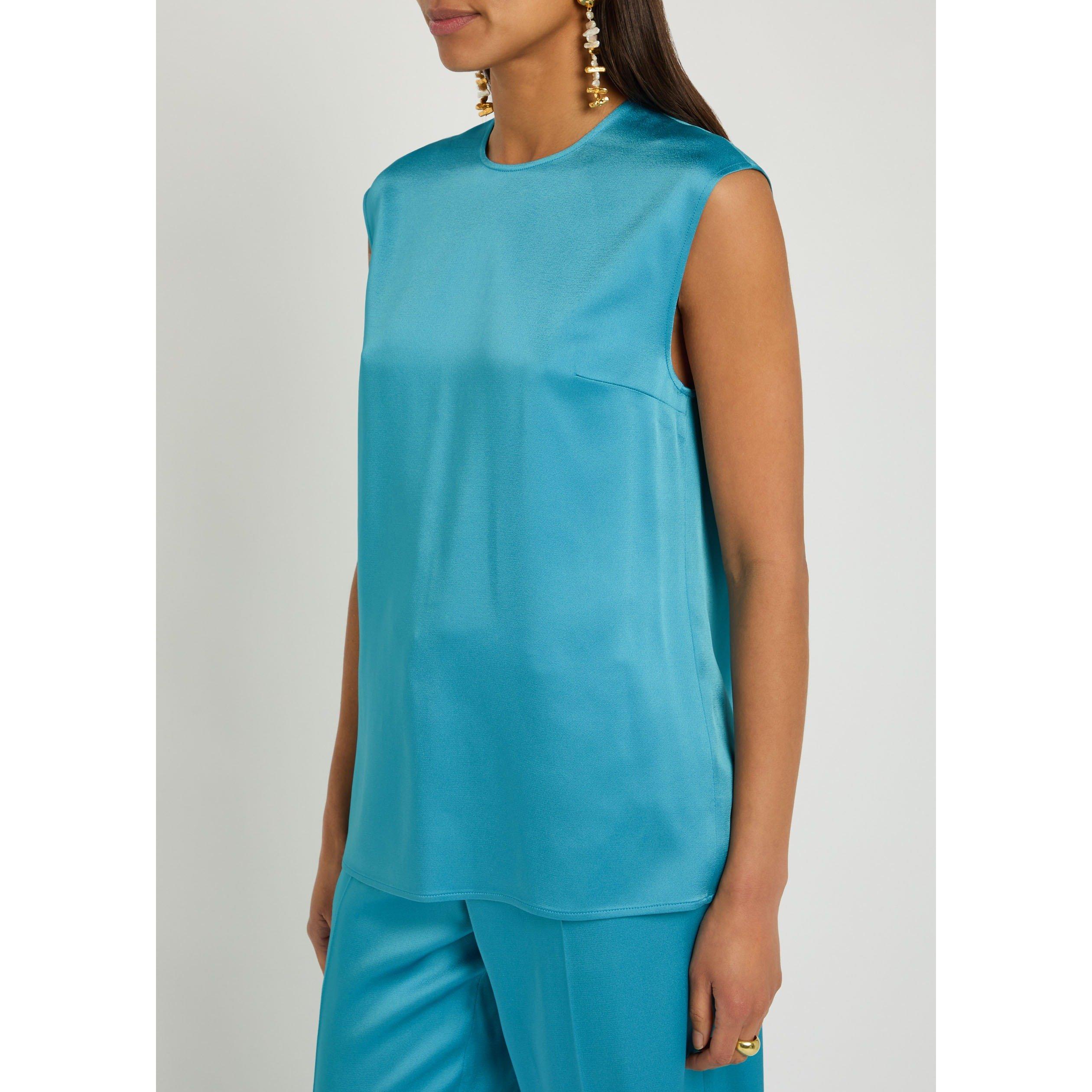 BLUE - Stella McCartney - SATIN SLEEVELESS TOP - 2