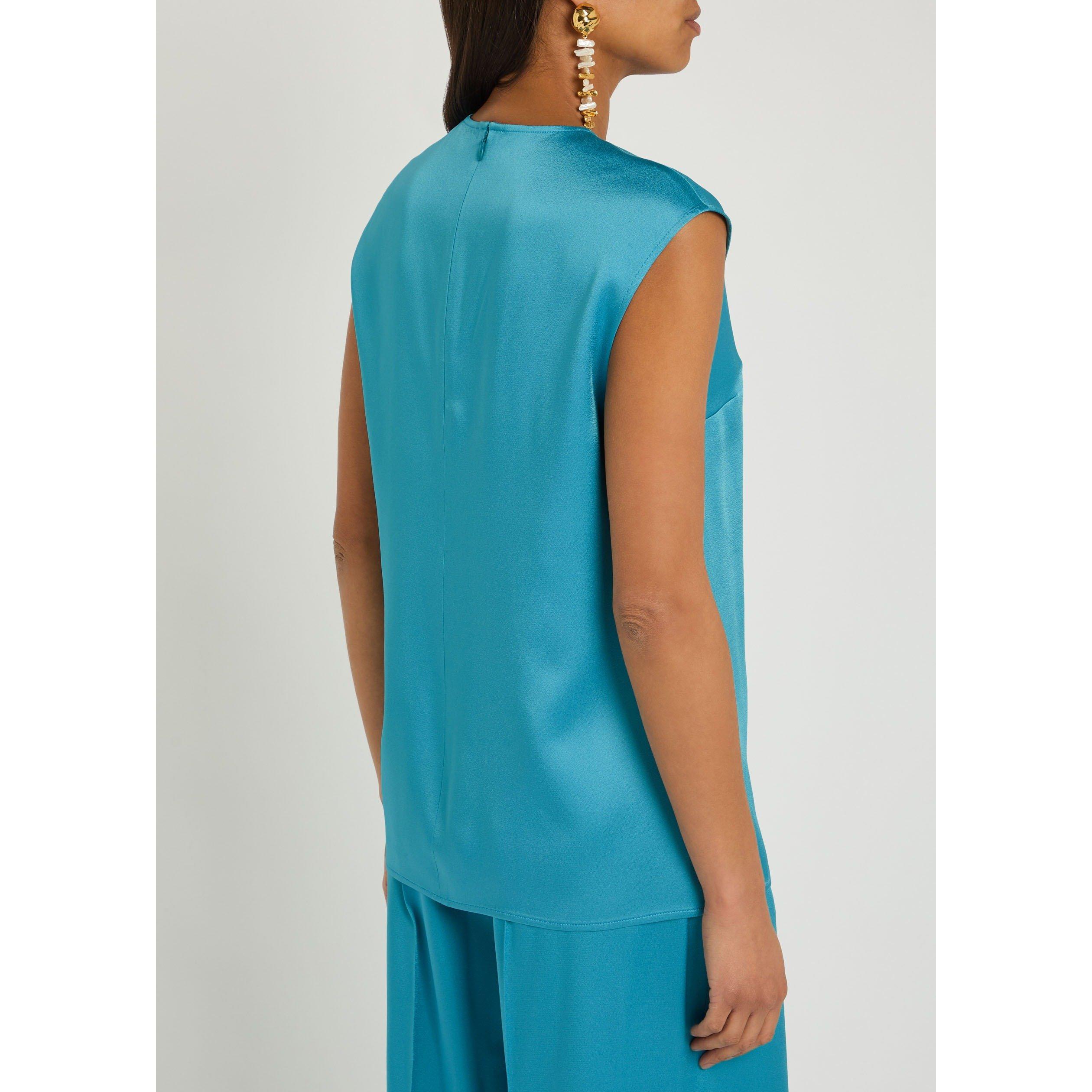 BLUE - Stella McCartney - SATIN SLEEVELESS TOP - 3