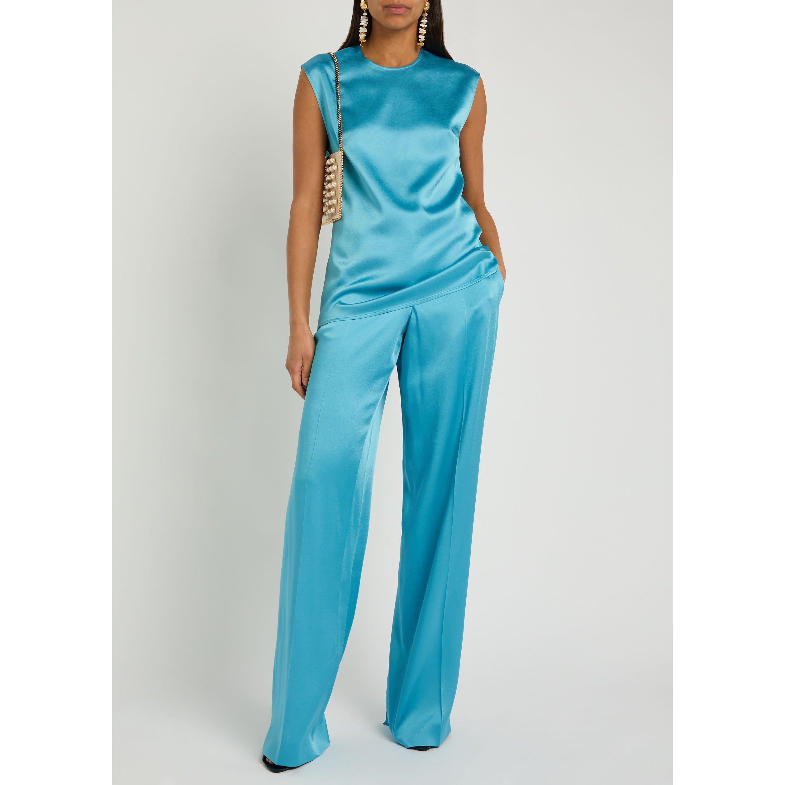 BLUE - Stella McCartney - SATIN SLEEVELESS TOP - 5