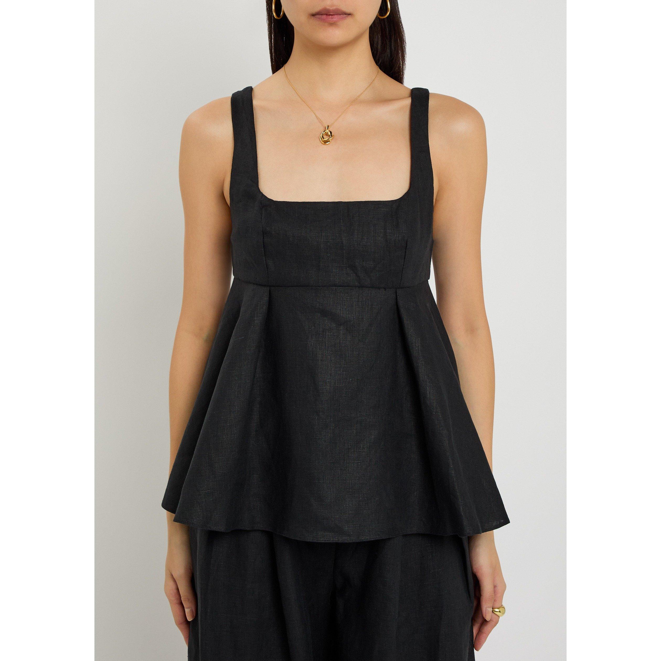 BLACK - Faithfull The Brand - Women's Ellie Linen Woven Cami Top - 2