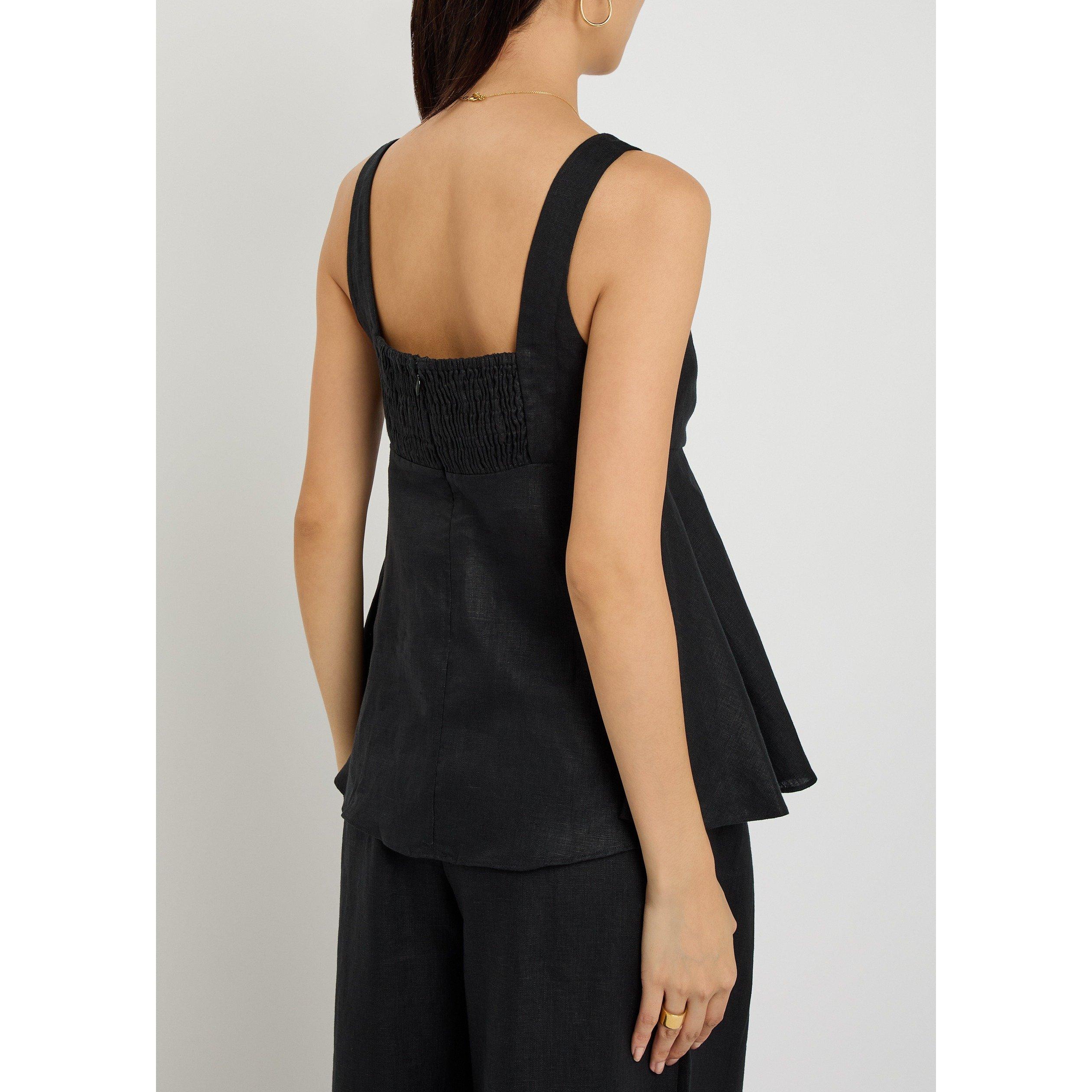 BLACK - Faithfull The Brand - Women's Ellie Linen Woven Cami Top - 3