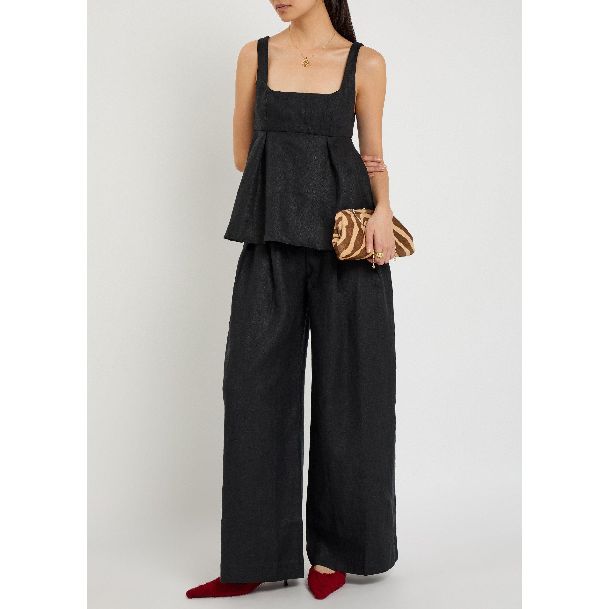 BLACK - Faithfull The Brand - Women's Ellie Linen Woven Cami Top - 5