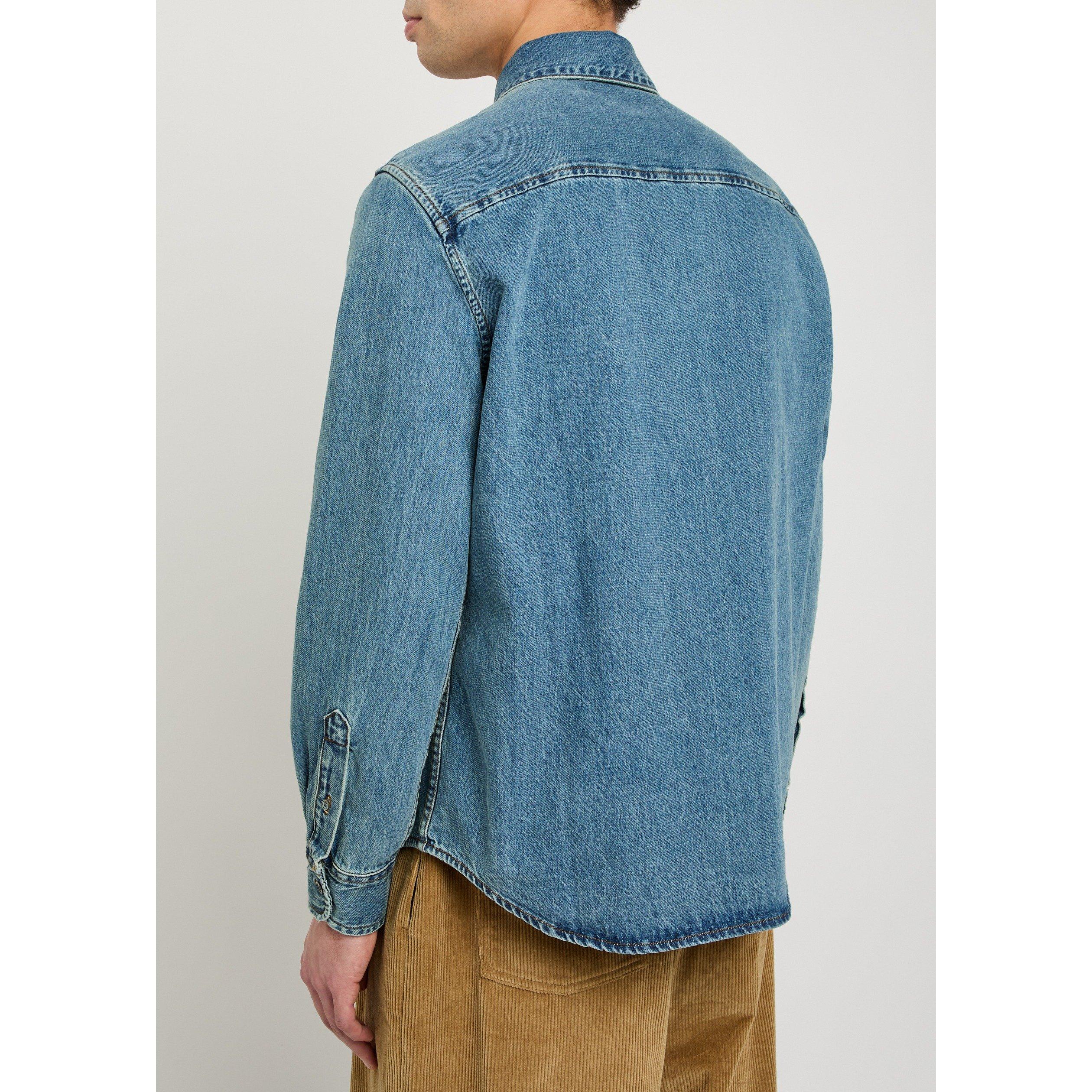 BLUE - AMI Paris - Men's Contrasted ADC Denim Shirt - 3