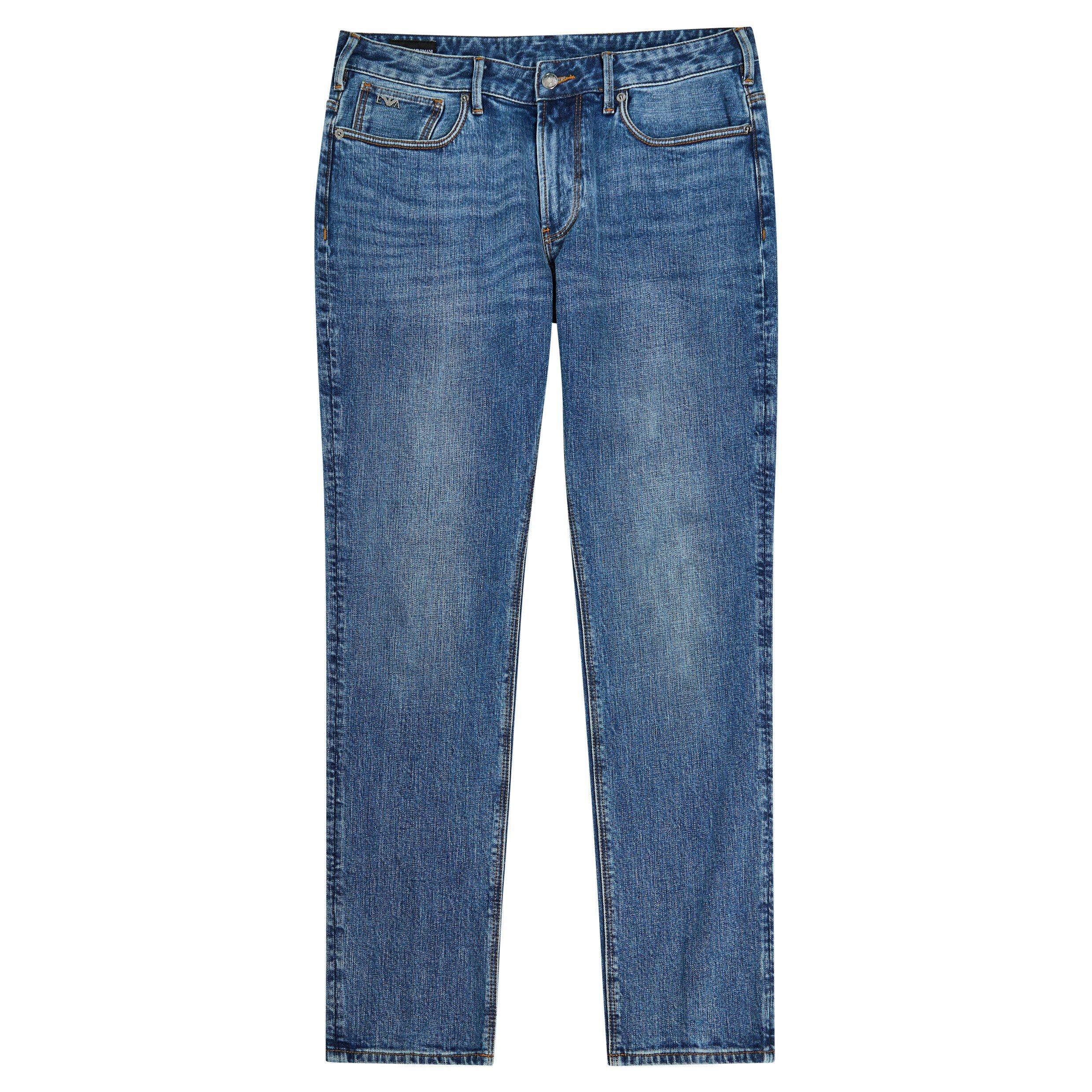 MID BLU - Emporio Armani - Men's J06 Cotton Low-Rise Slim-Fit Jeans - 1