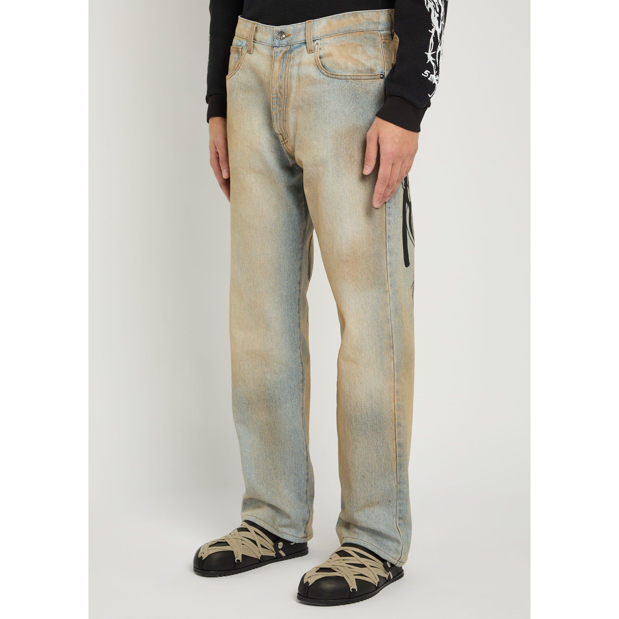 LIGHT BLUE - Warren Lotas - Men's Reaper Distressed Cotton Straight-Leg Jeans - 2