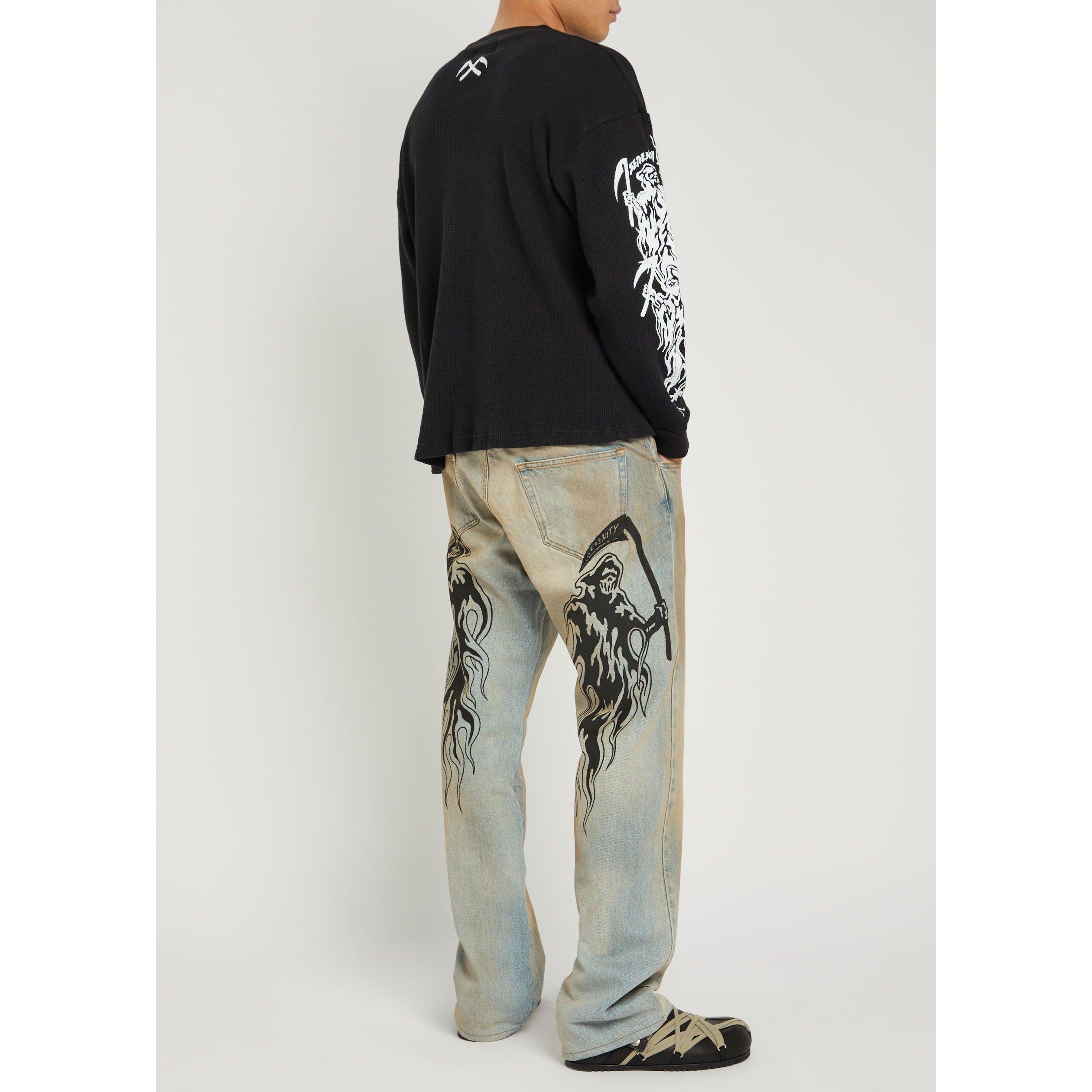 LIGHT BLUE - Warren Lotas - Men's Reaper Distressed Cotton Straight-Leg Jeans - 5