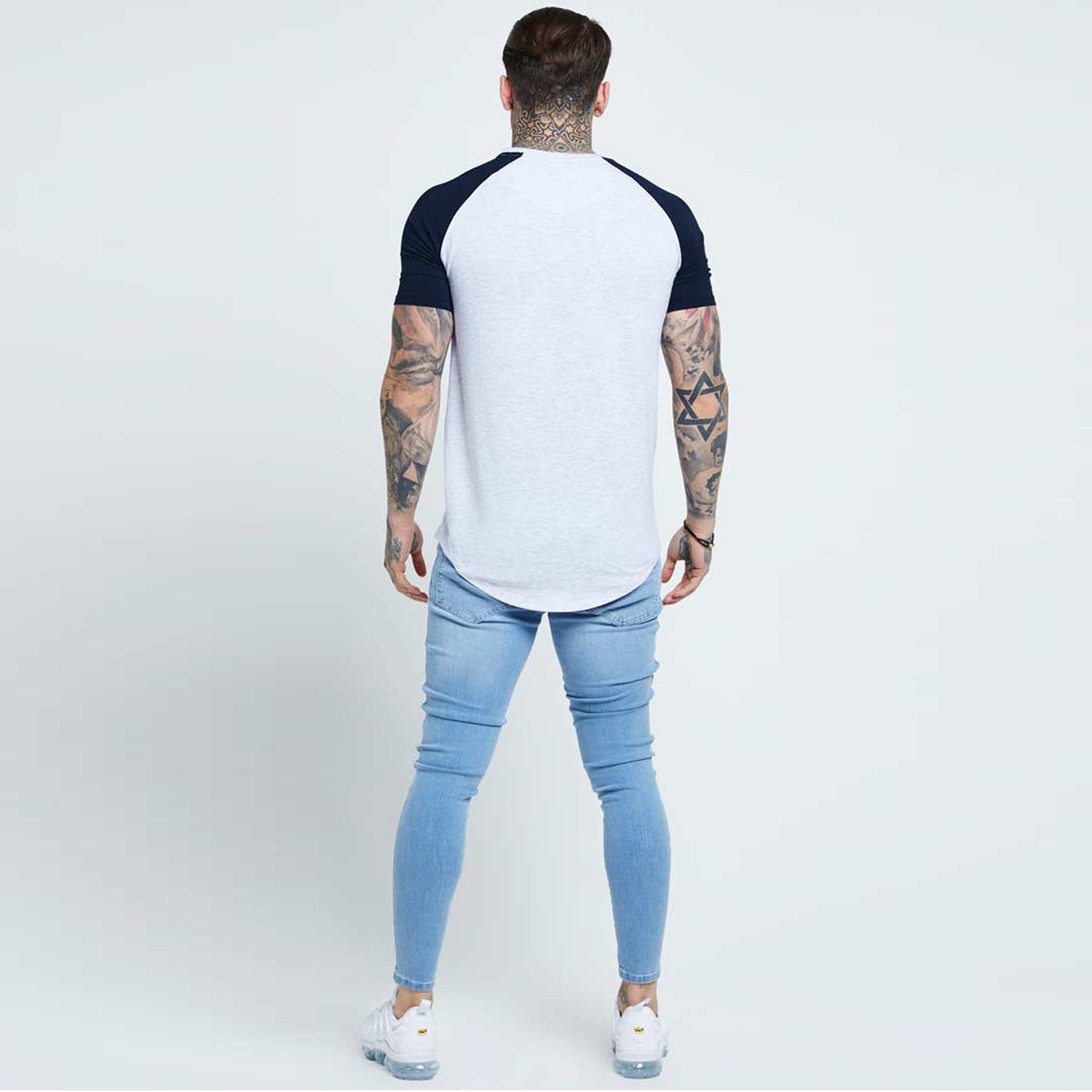 Hellblau - SikSilk - Men's Low Rise Ripped Skinny Jeans - 5