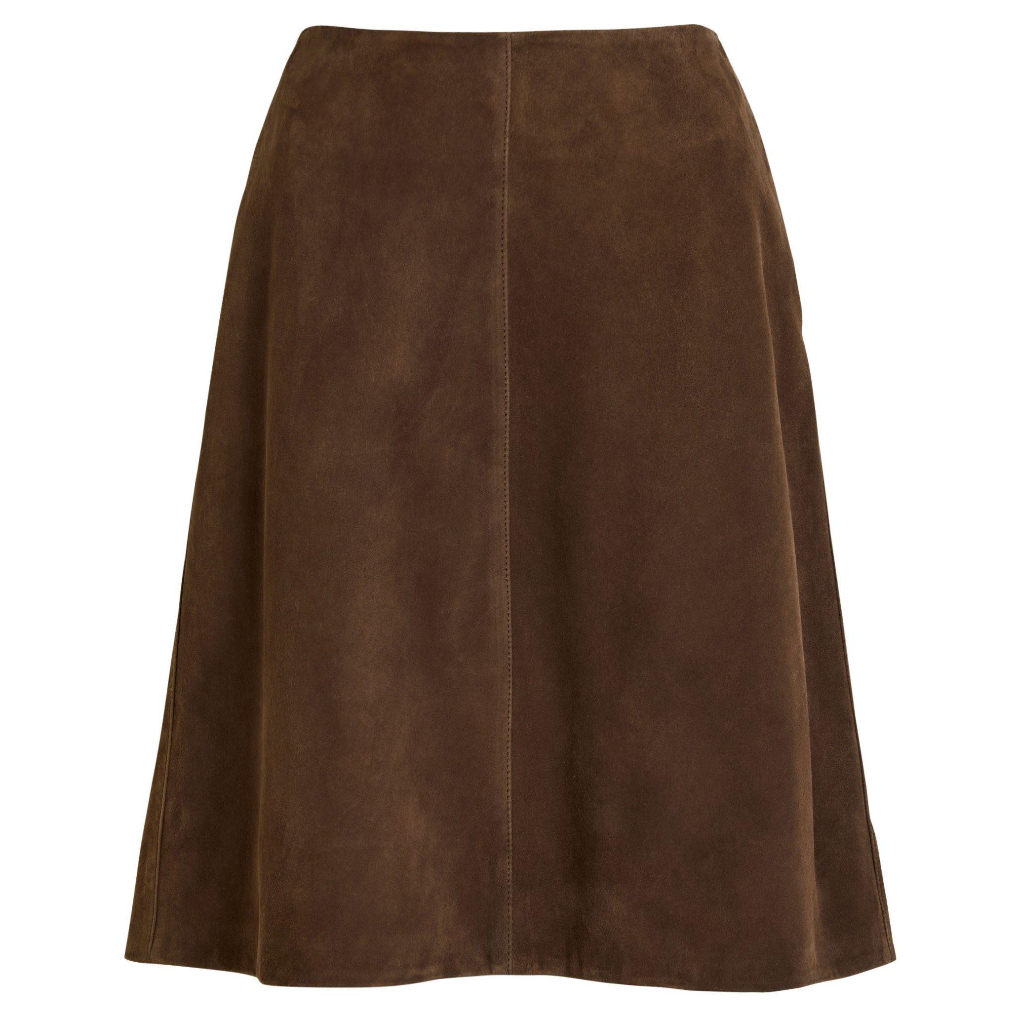 DARK BROWN - Toteme - Women's Suede A-Line Skirt - 1