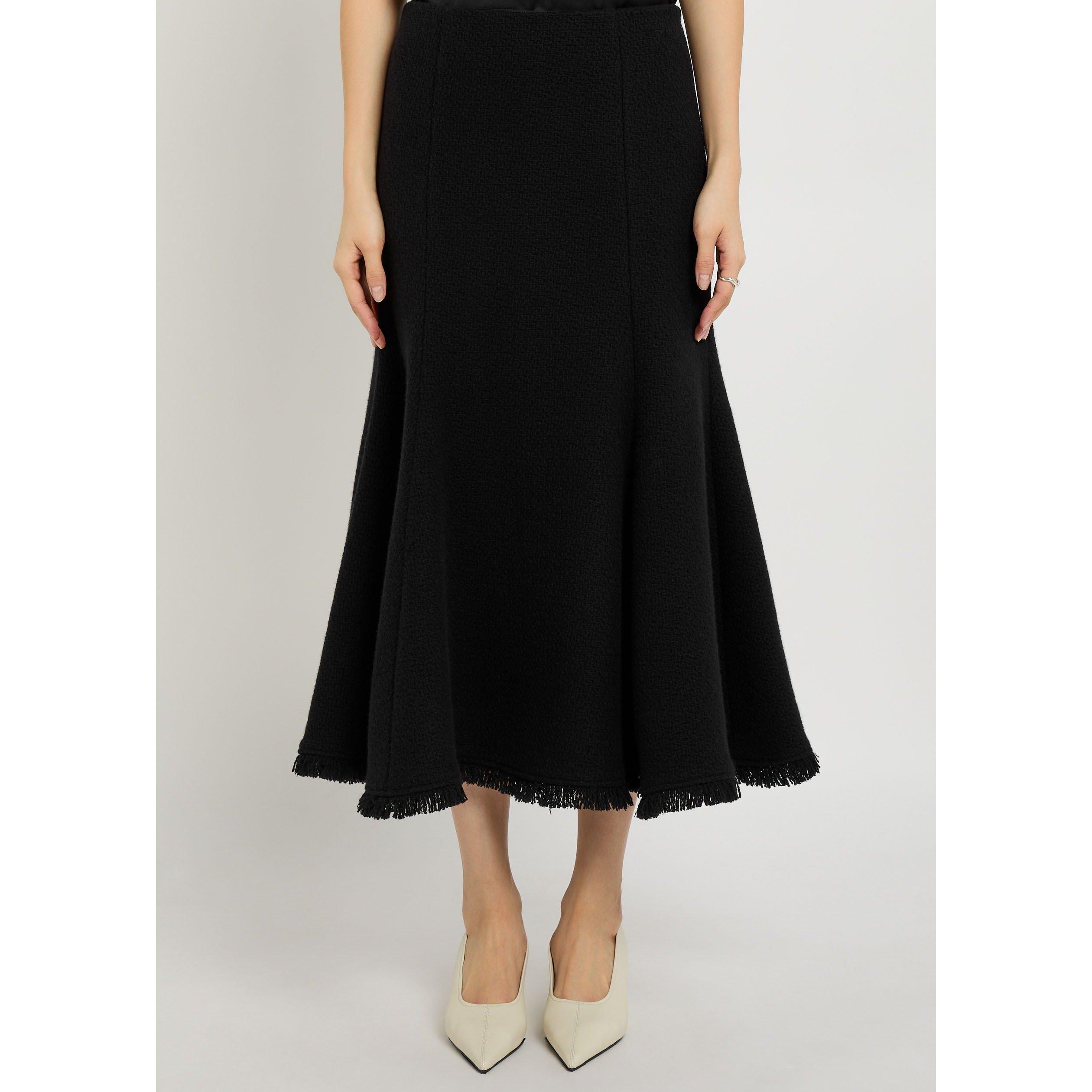 BLACK - Gabriela Hearst - Women's Patterson Wool Cashmere A-Line Skirt - 2