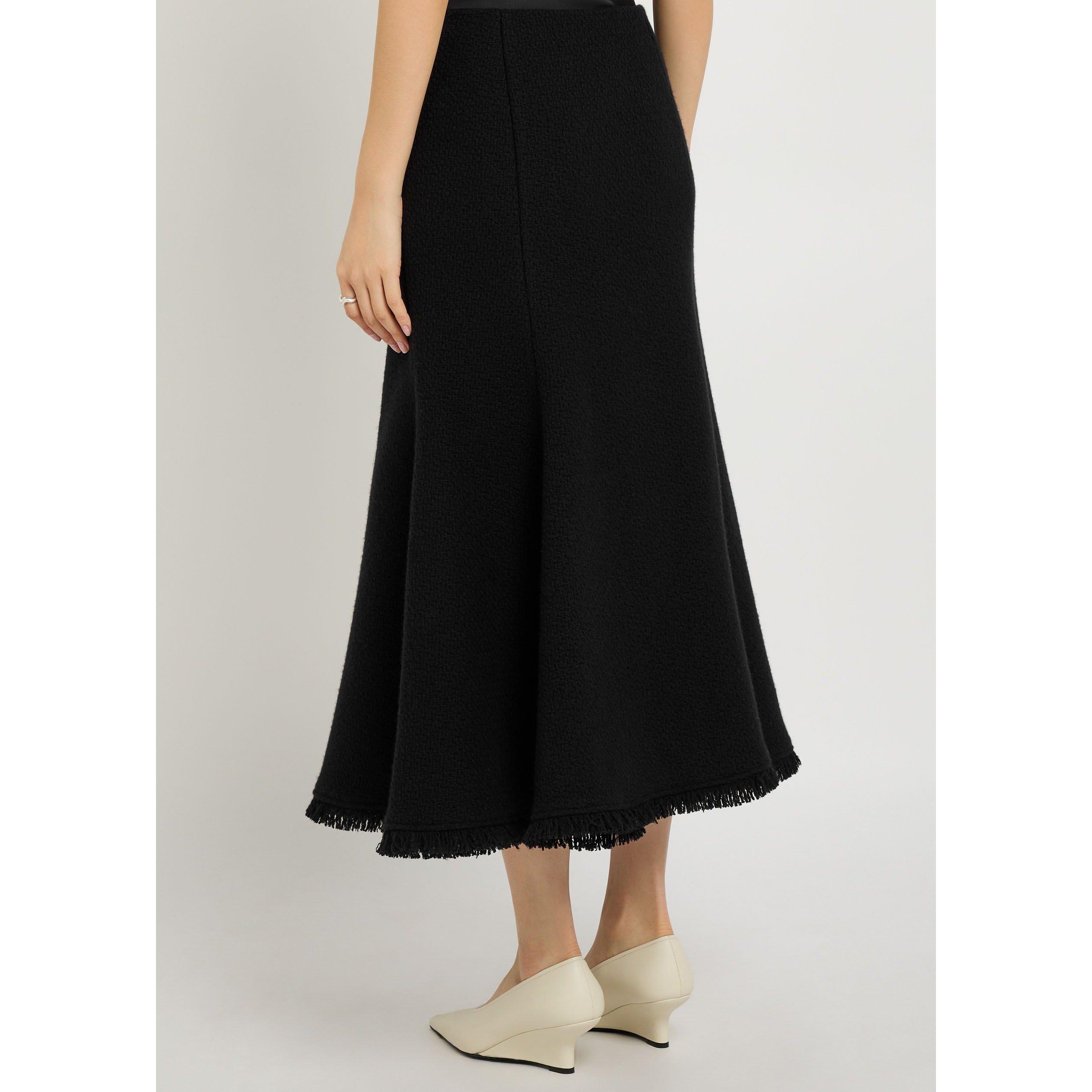 BLACK - Gabriela Hearst - Women's Patterson Wool Cashmere A-Line Skirt - 3