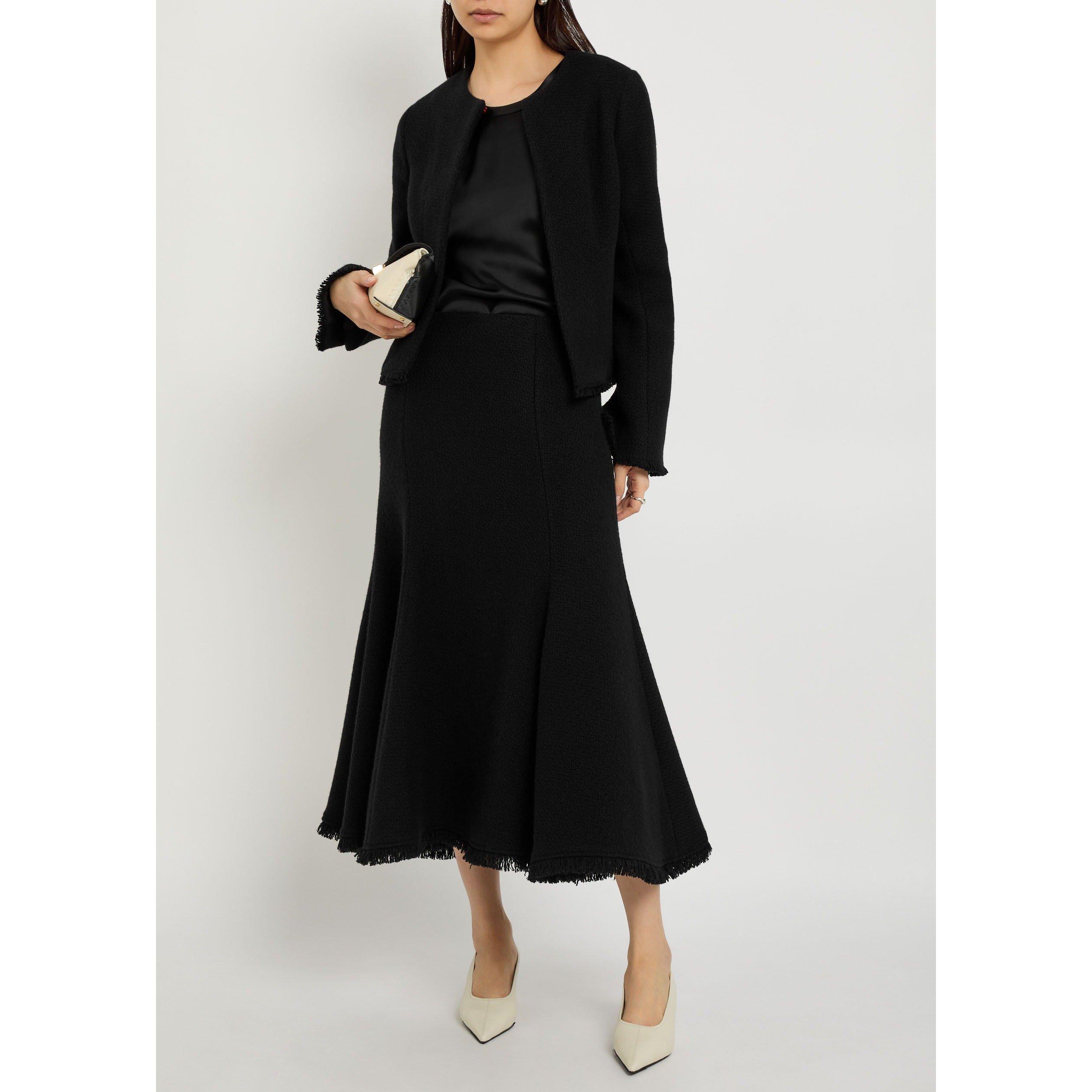 BLACK - Gabriela Hearst - Women's Patterson Wool Cashmere A-Line Skirt - 5