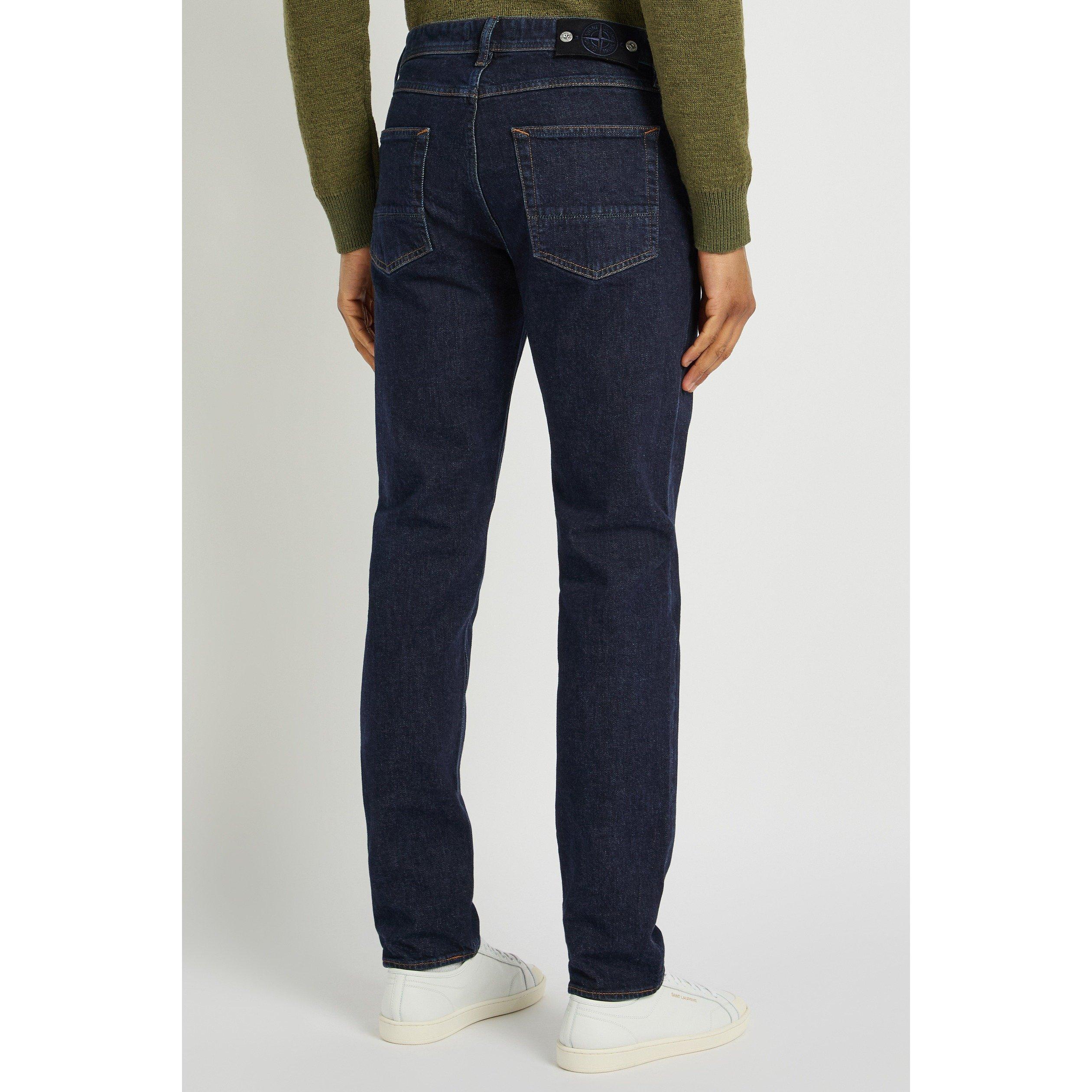 BLUE - Stone Island - Men's Raw Denim Slim-Fit Jeans - 3