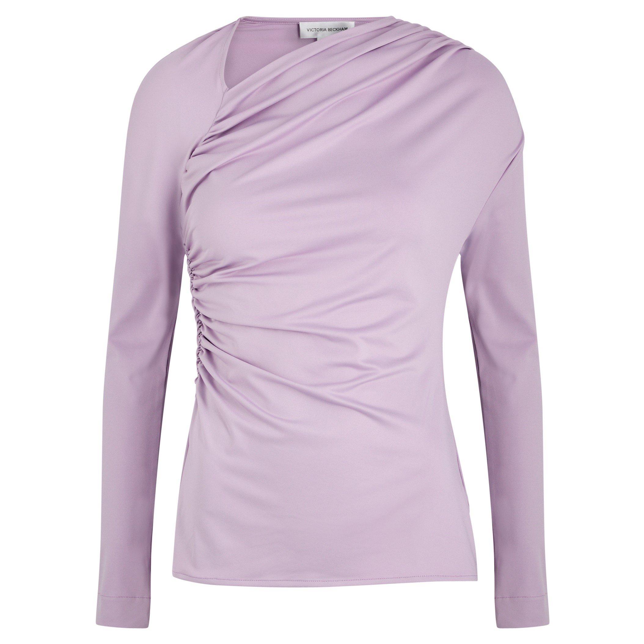 PURPLE - Victoria Beckham - ASYMMETRIC DRAPED JERSEY TOP