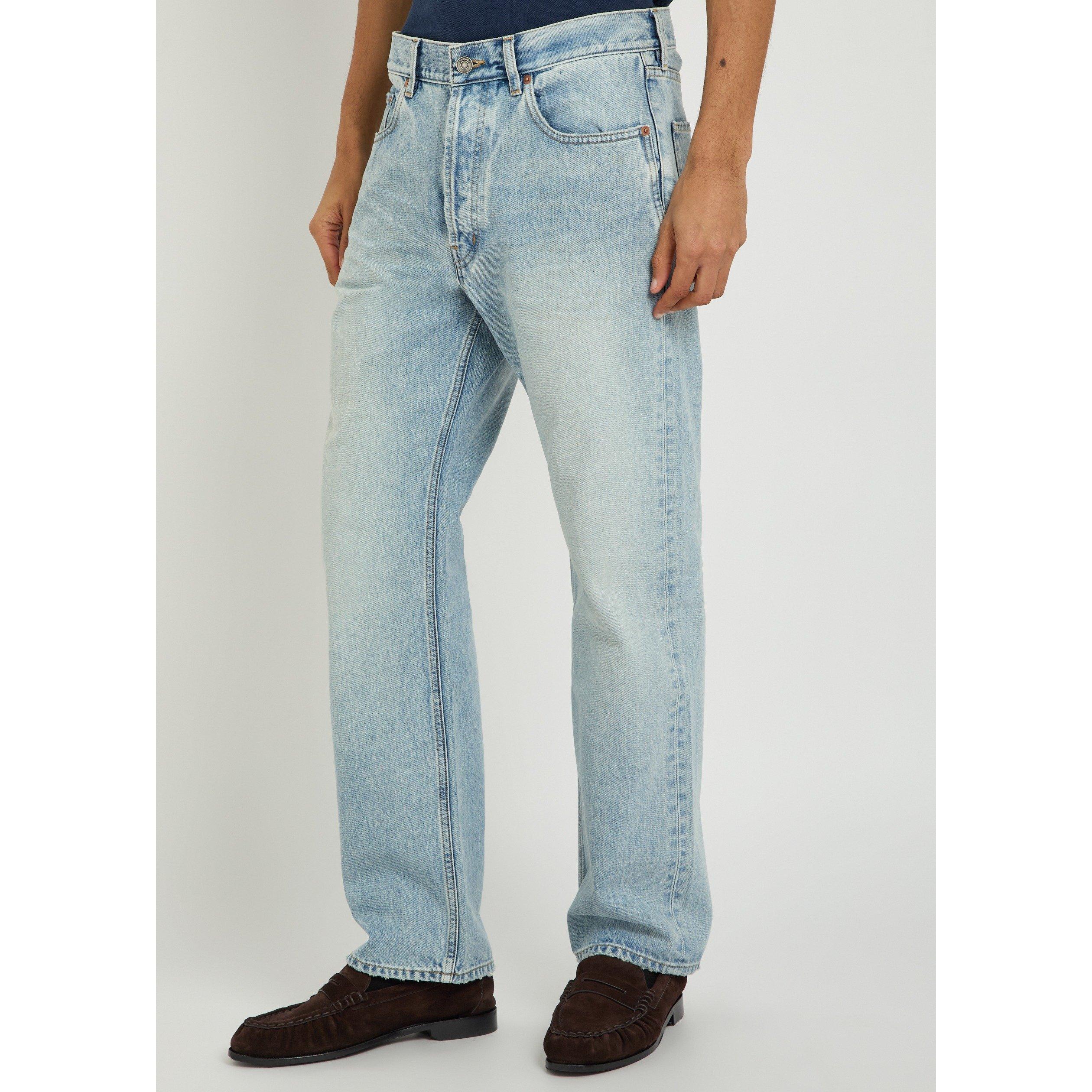 BLUE - Saint Laurent - Men's Loose Straight Cotton Jeans - 2