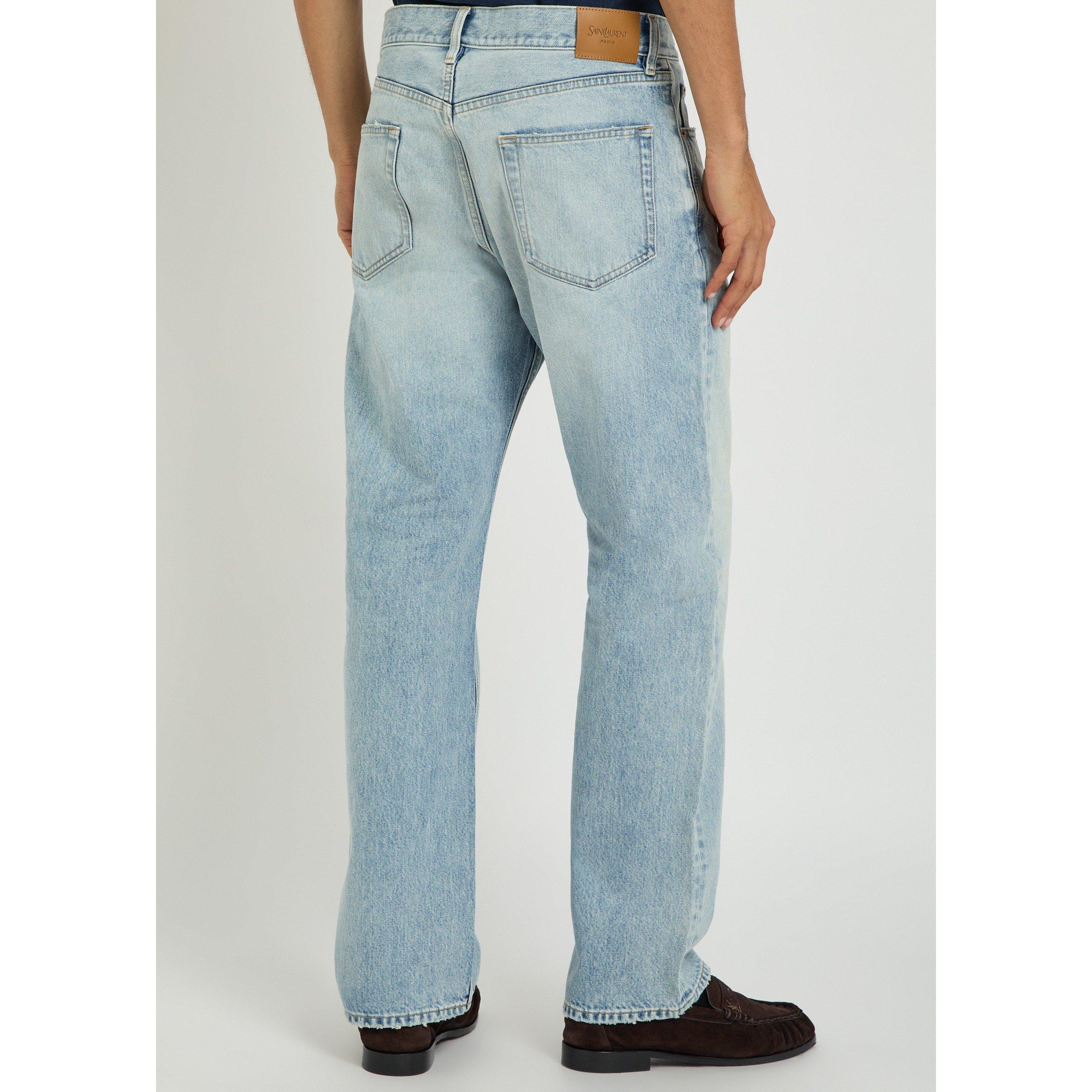 BLUE - Saint Laurent - Men's Loose Straight Cotton Jeans - 3