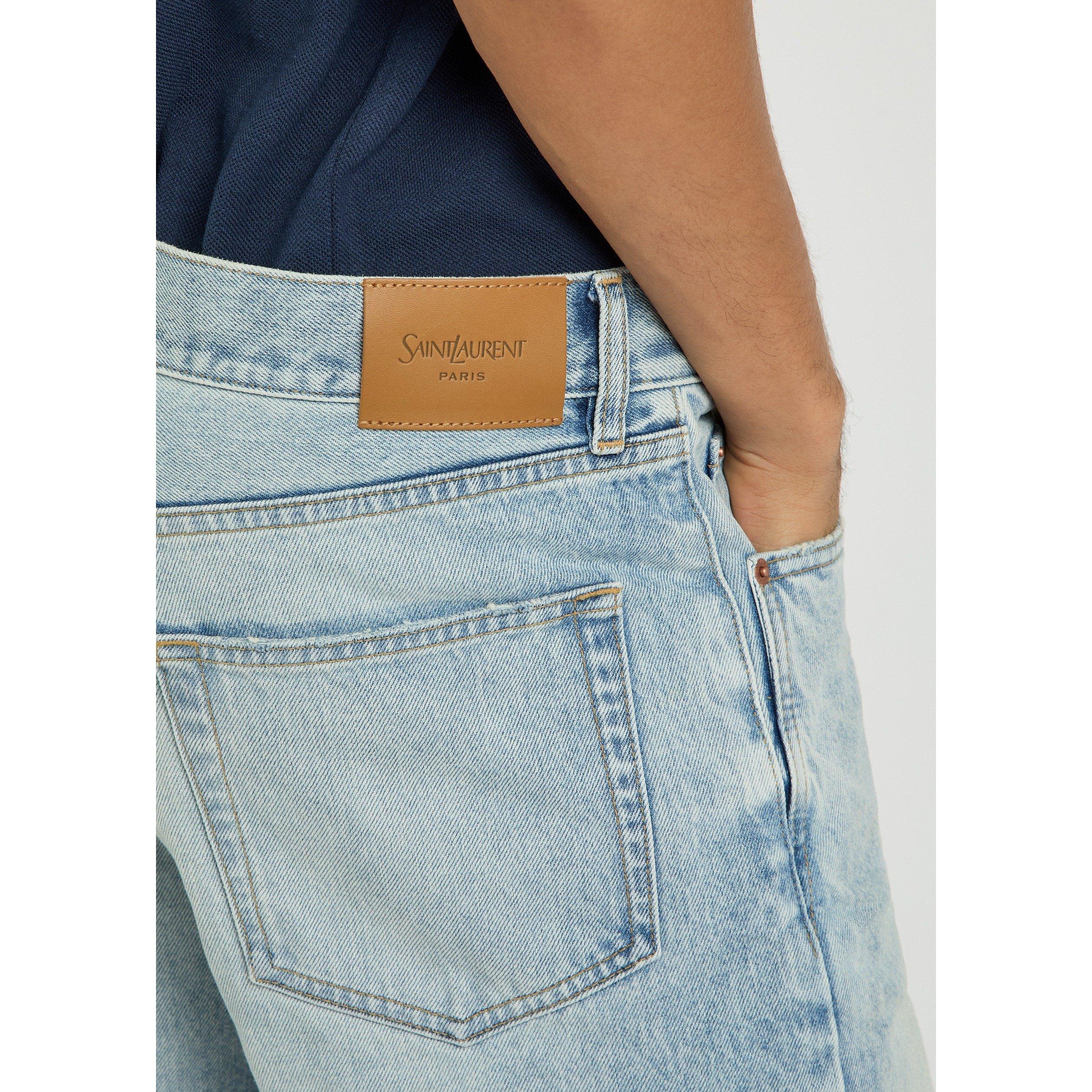 BLUE - Saint Laurent - Men's Loose Straight Cotton Jeans - 4