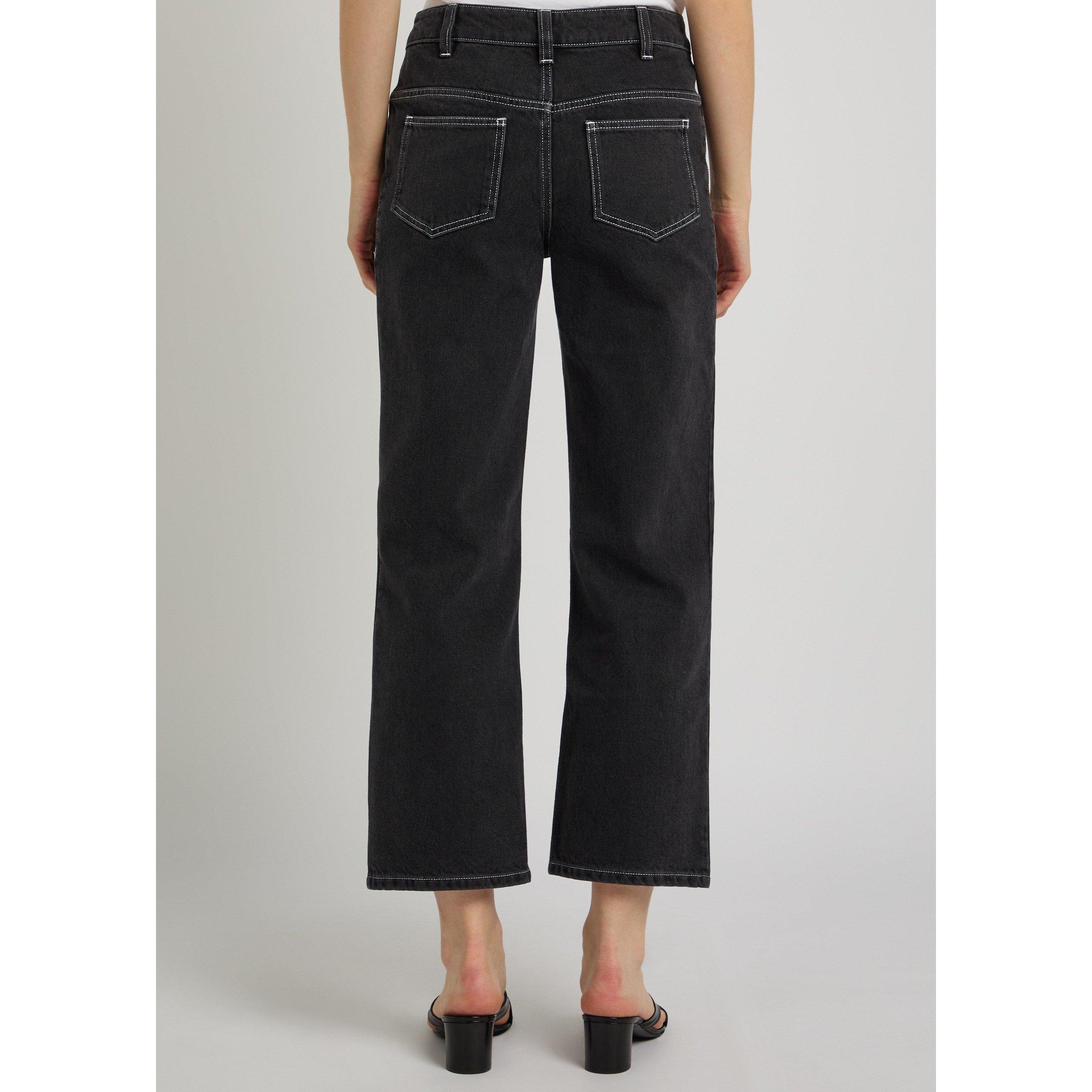 BLACK - Liberowe - Women's Alec Cropped Cotton Mid-Rise Straight Leg Jeans - 3