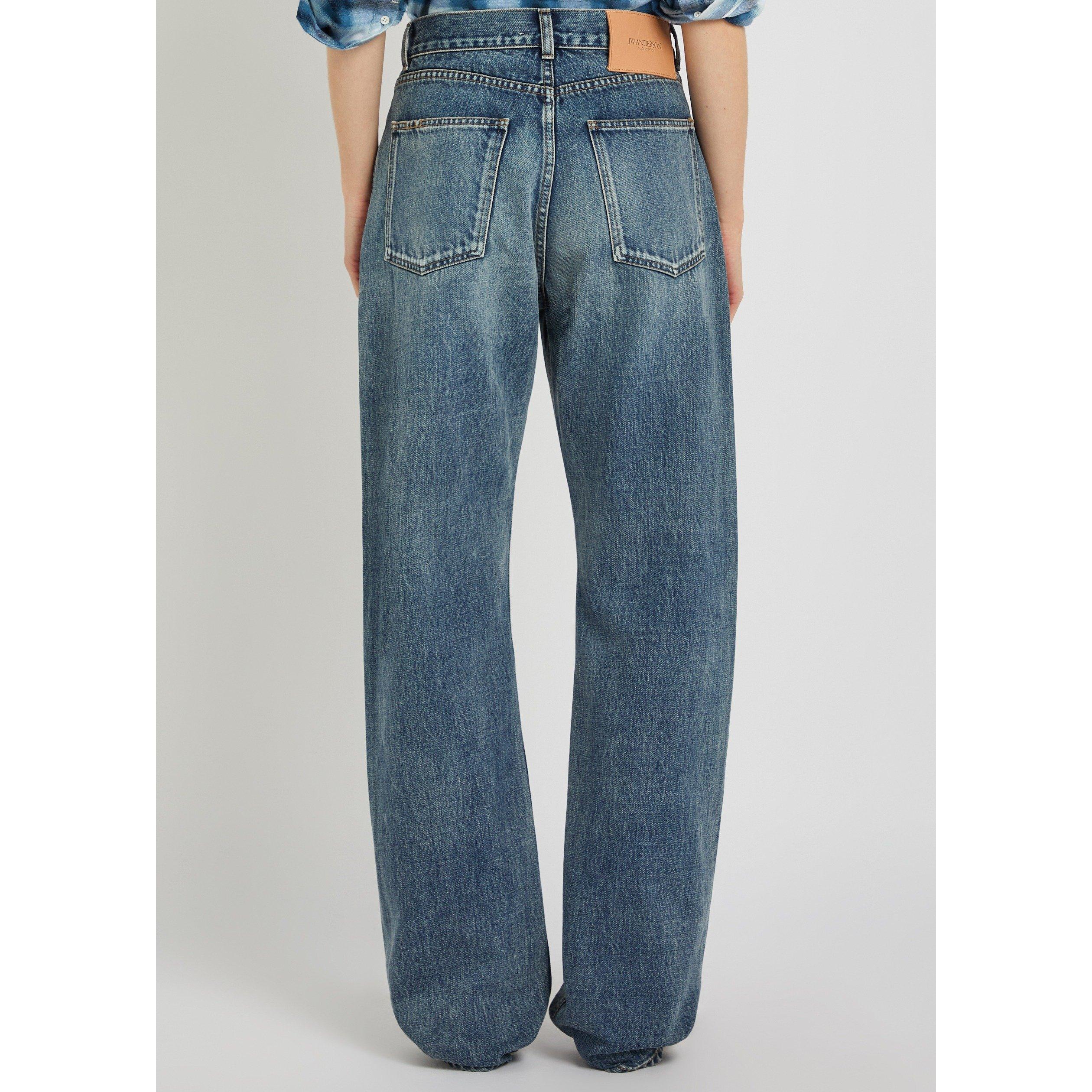 DENIM - JW Anderson - Women's Cotton High-Rise Straight Leg Jeans - 3