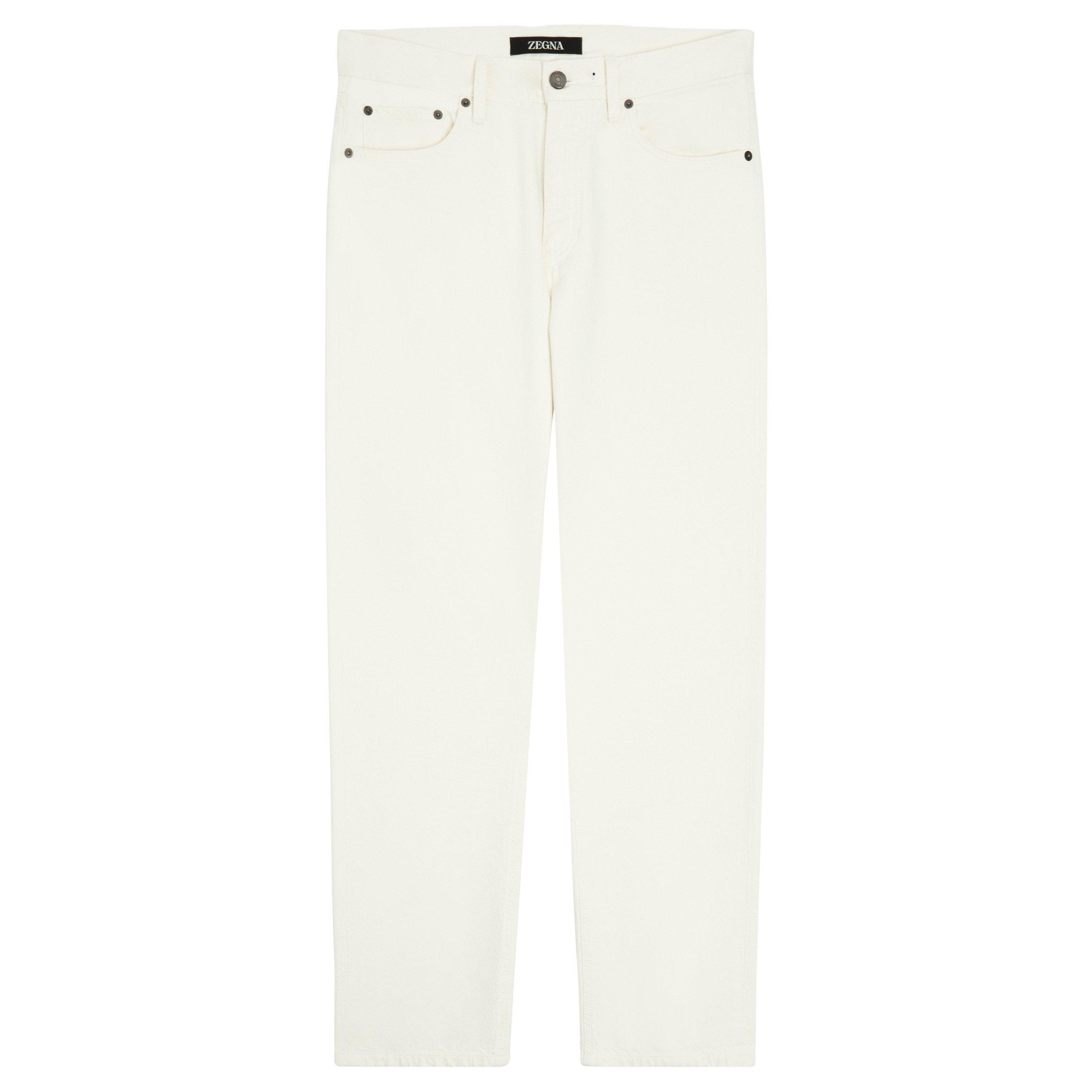WHITE - Zegna - Men's Cotton Slim Jeans - 1