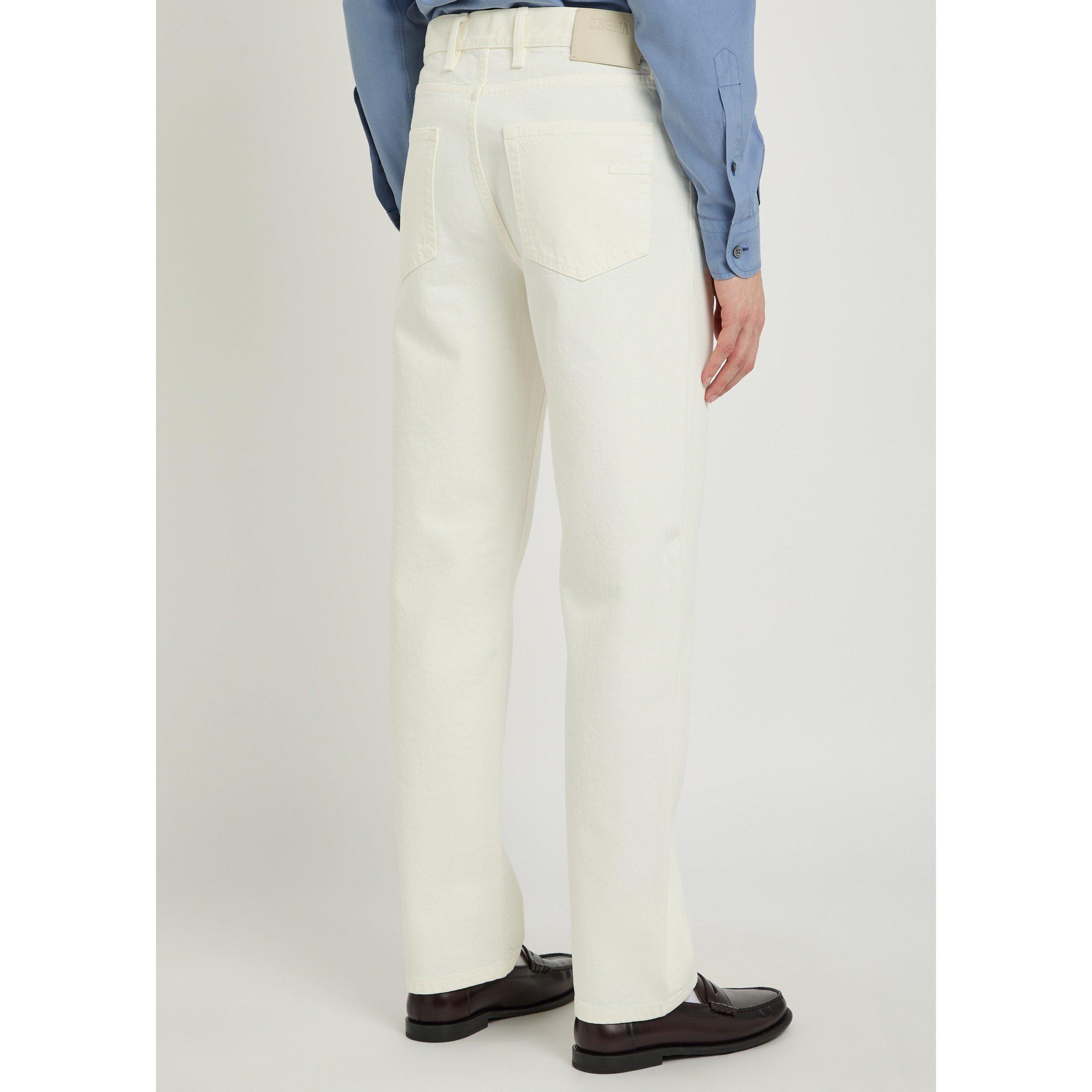 WHITE - Zegna - Men's Cotton Slim Jeans - 3