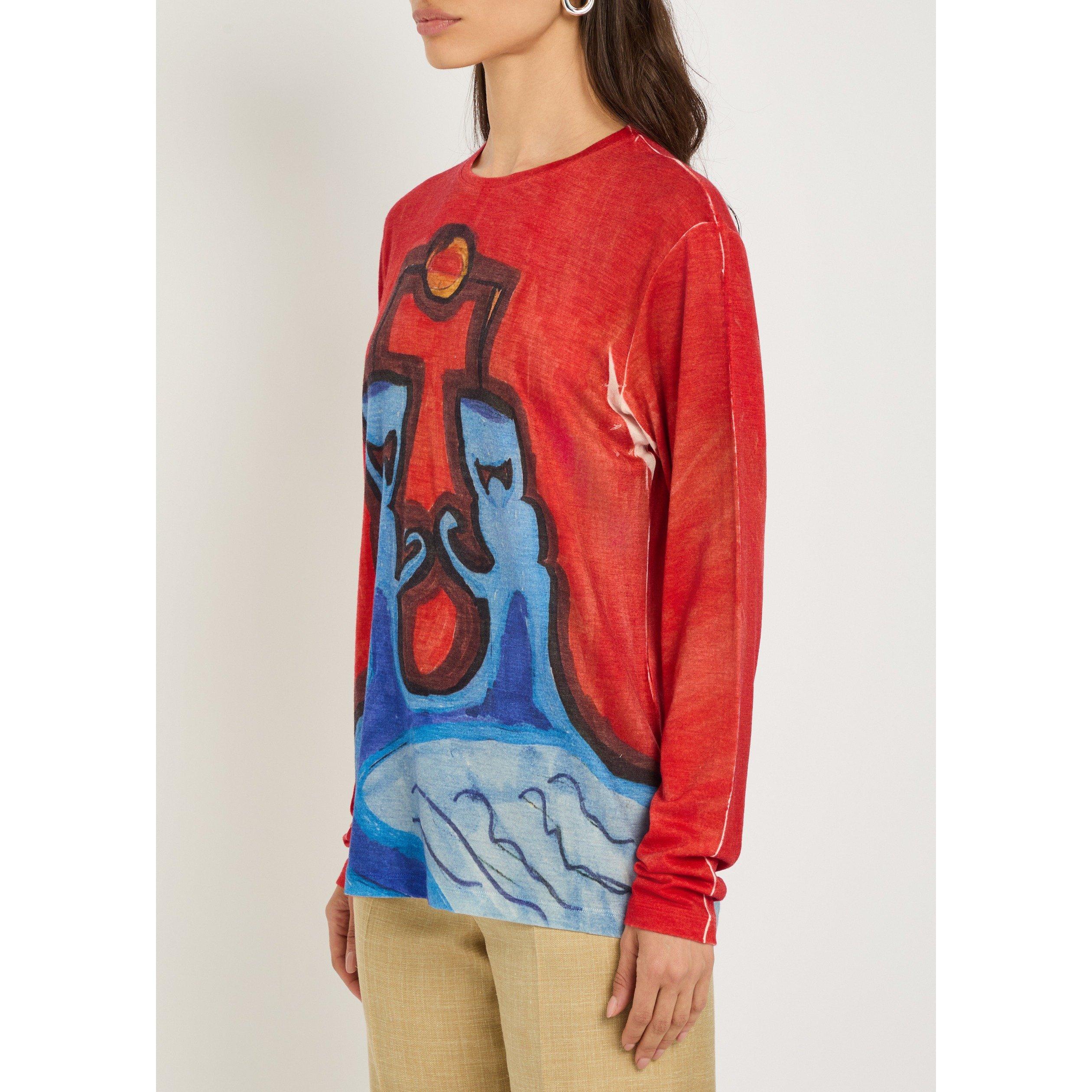 RED AND OTHER - Gabriela Hearst - Women's Isaro Printed Cashmere Crew-Neck Long-Sleeve T-Shirt - 2