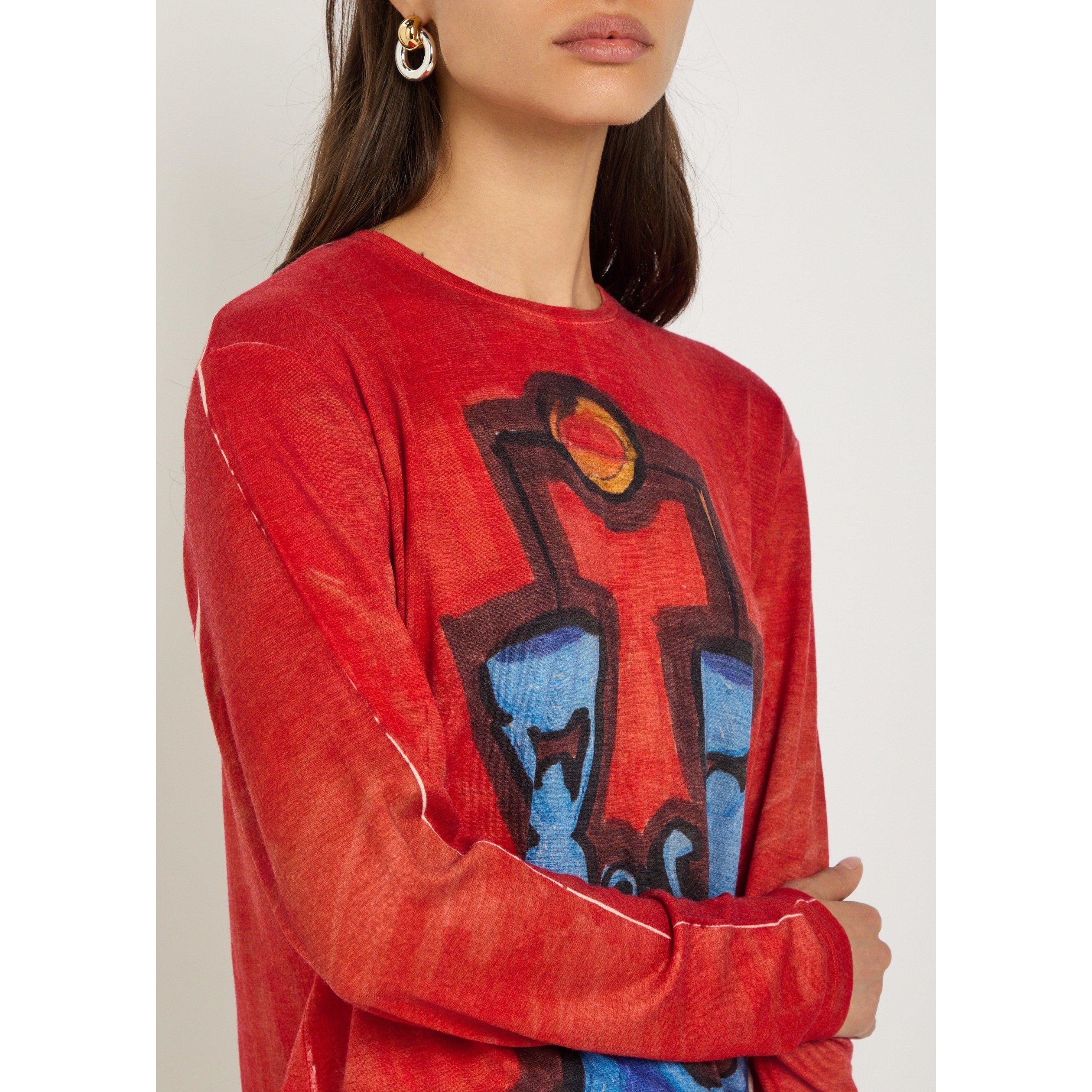 RED AND OTHER - Gabriela Hearst - Women's Isaro Printed Cashmere Crew-Neck Long-Sleeve T-Shirt - 4