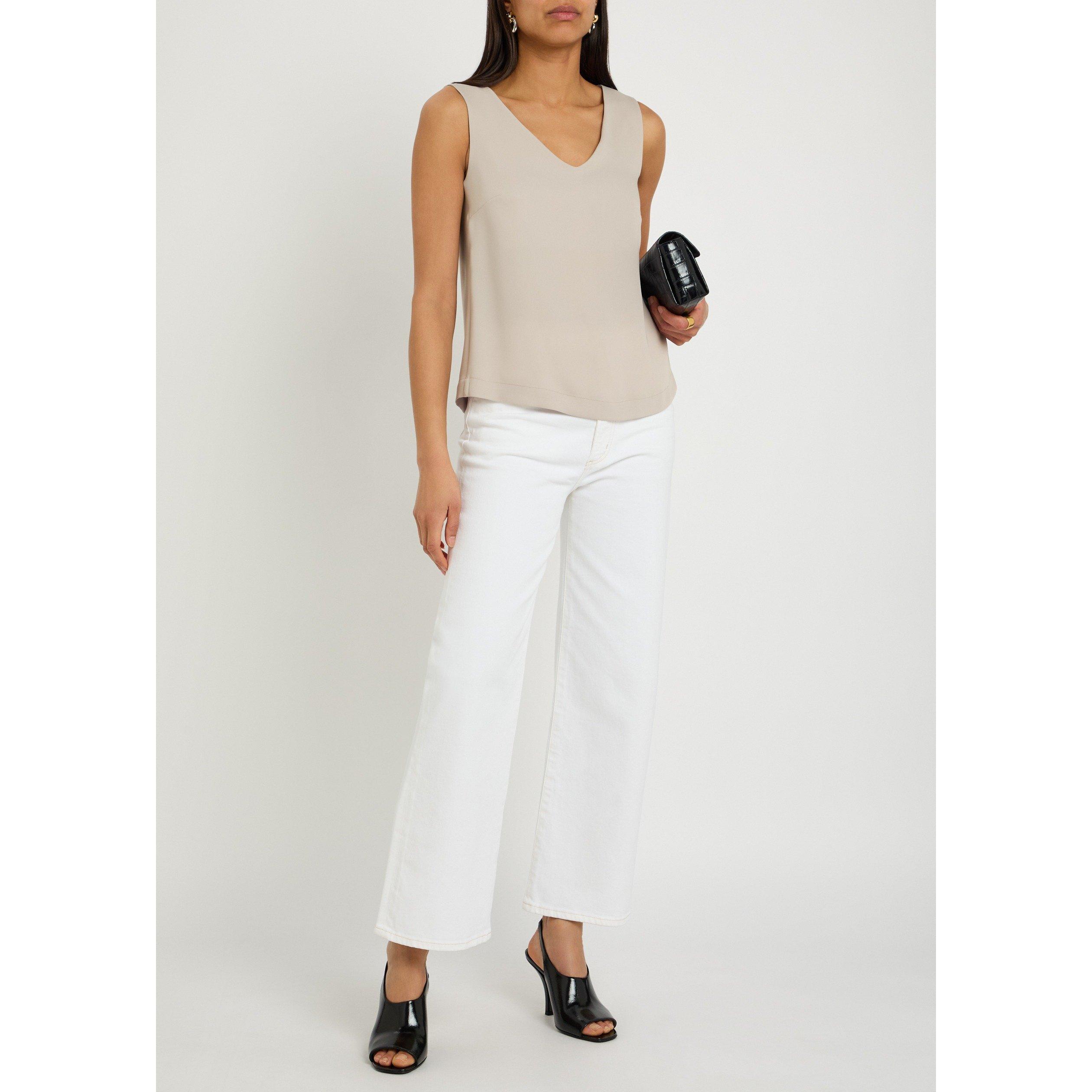CREAM - Herno - Women's Satin V-Neck Oversized-Fit Tank Top - 5