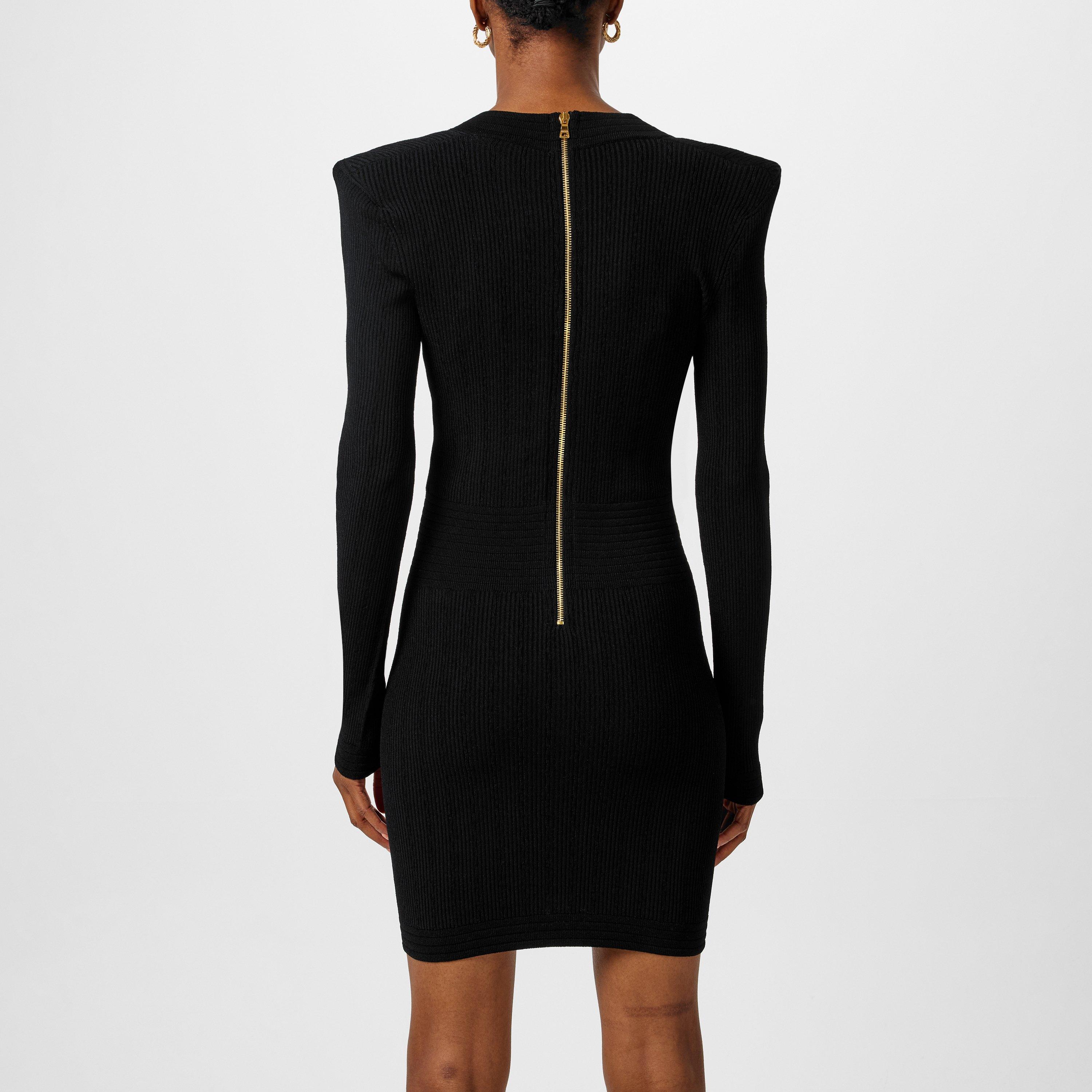 0PA Noir - Balmain - Knitted Gold Button Dress - 3