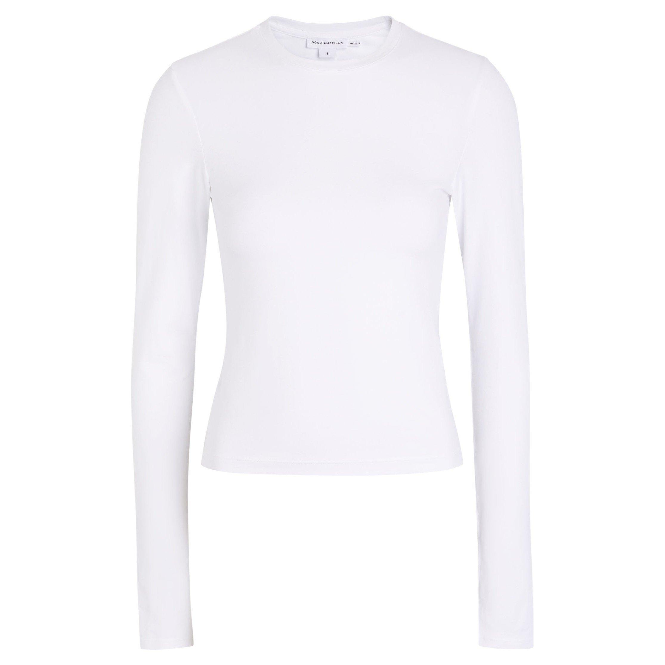 WHITE - Good American - T SUPER STRETCH  LONG SLEEVE