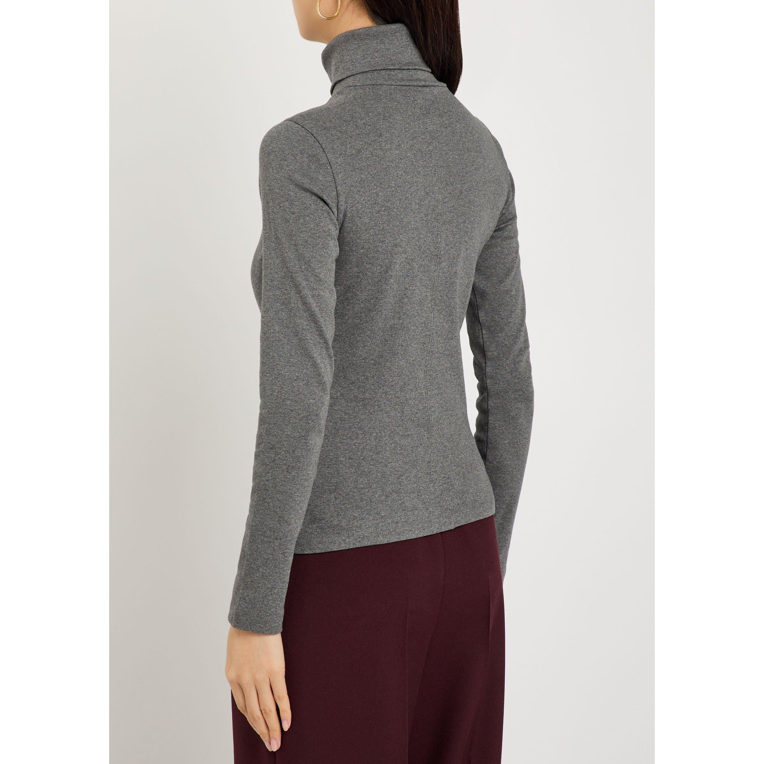 GREY - Flore Flore - Women's Dinah Turtleneck Cotton Slim-Fit Long-Sleeve T-Shirt - 3