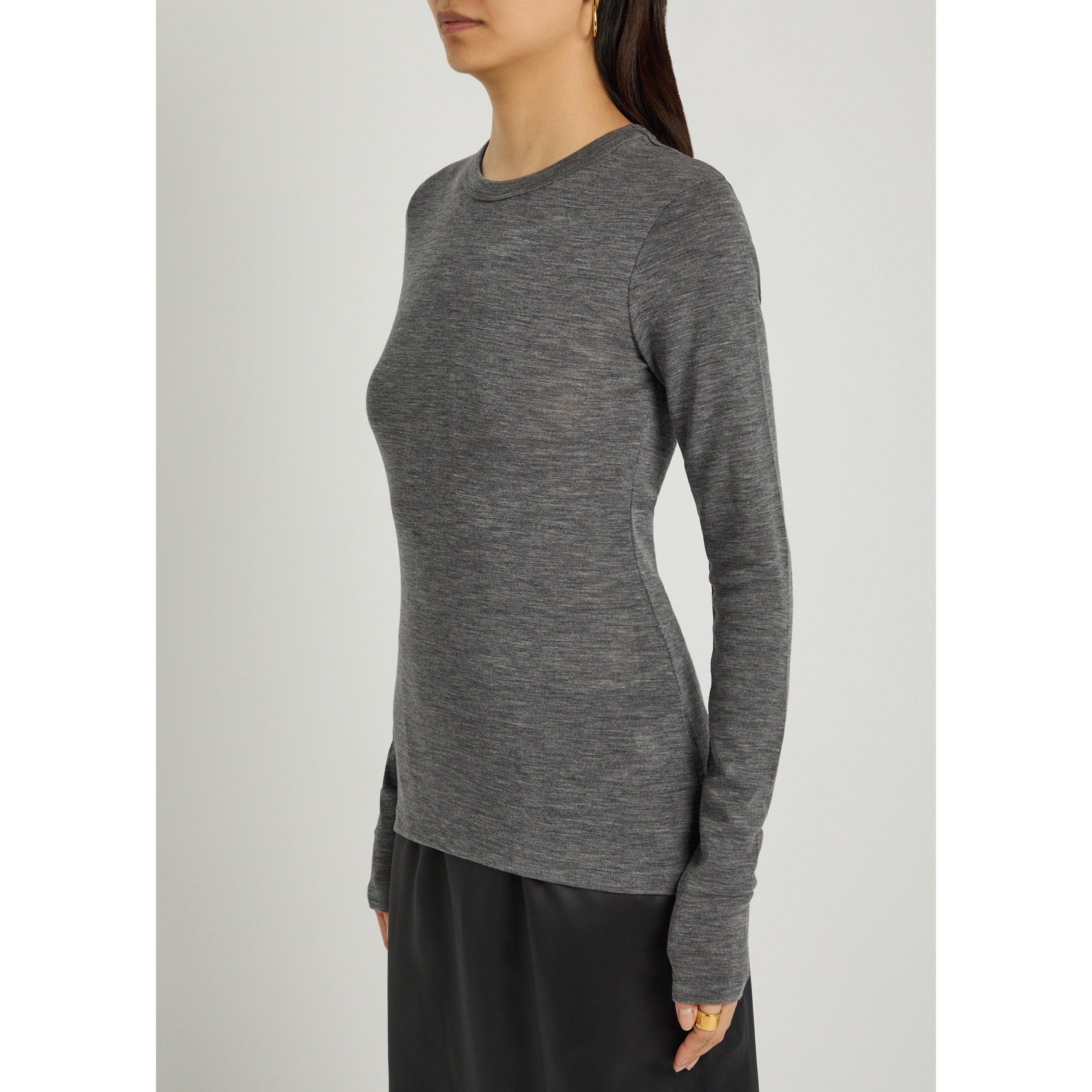 GREY - Rohe - Women's Merino Wool Crew-Neck Slim-Fit Long-Sleeve T-Shirt - 2